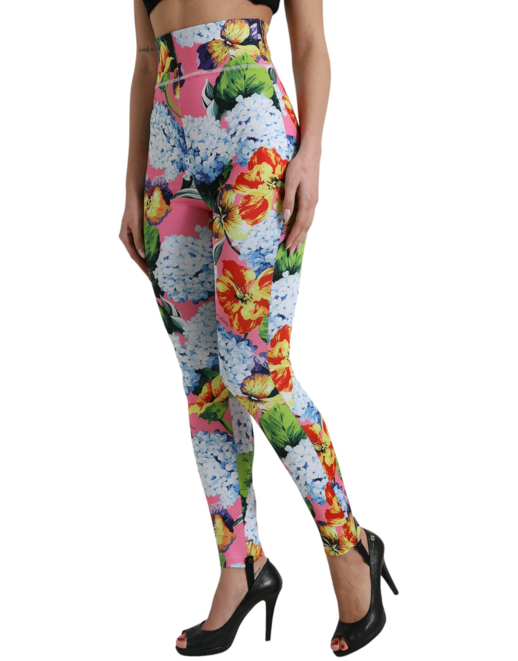 Pantalon leggings Dolce & Gabbana multicolore fleuri taille haute