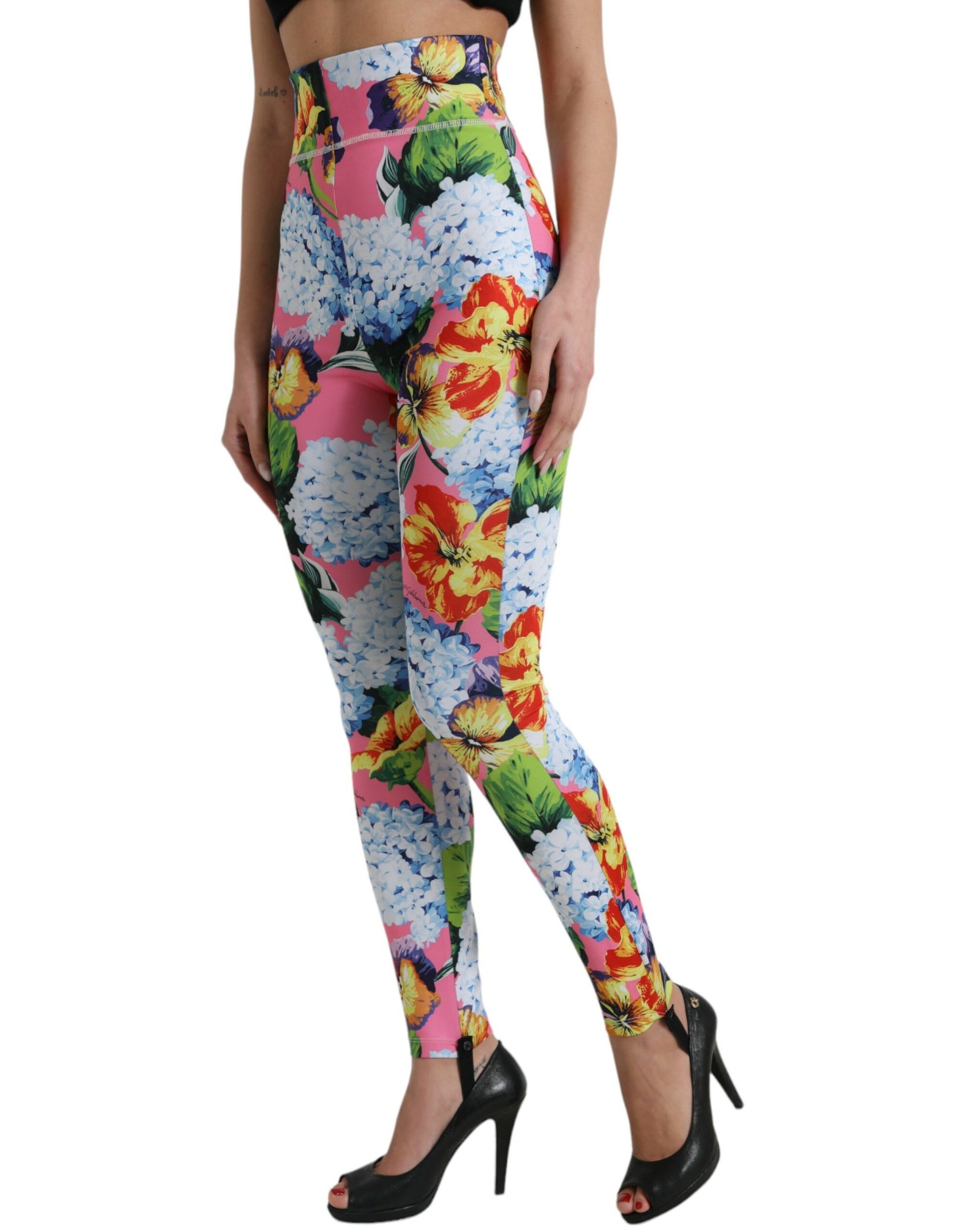 Pantalon leggings Dolce & Gabbana multicolore fleuri taille haute