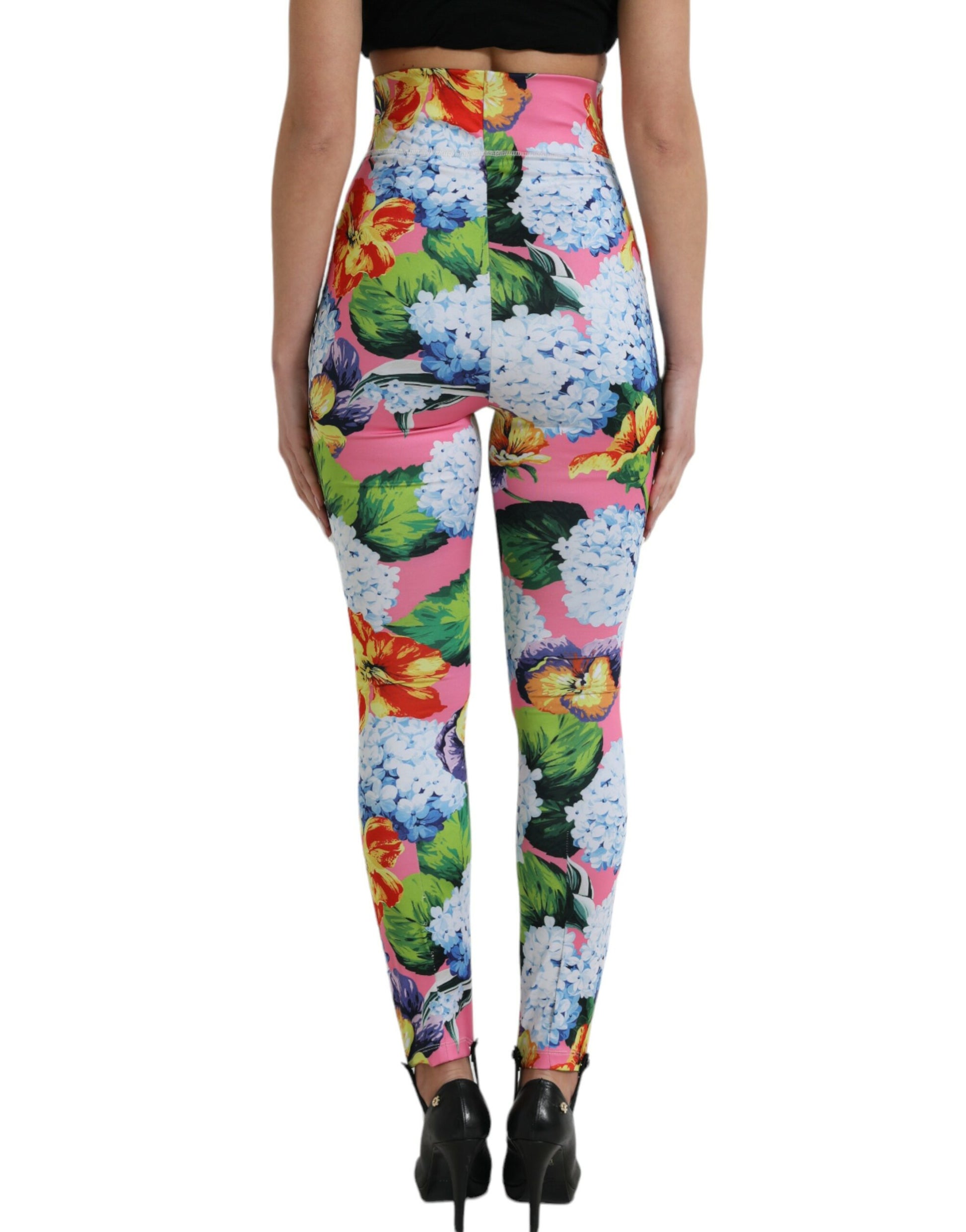 Pantalon leggings Dolce & Gabbana multicolore fleuri taille haute