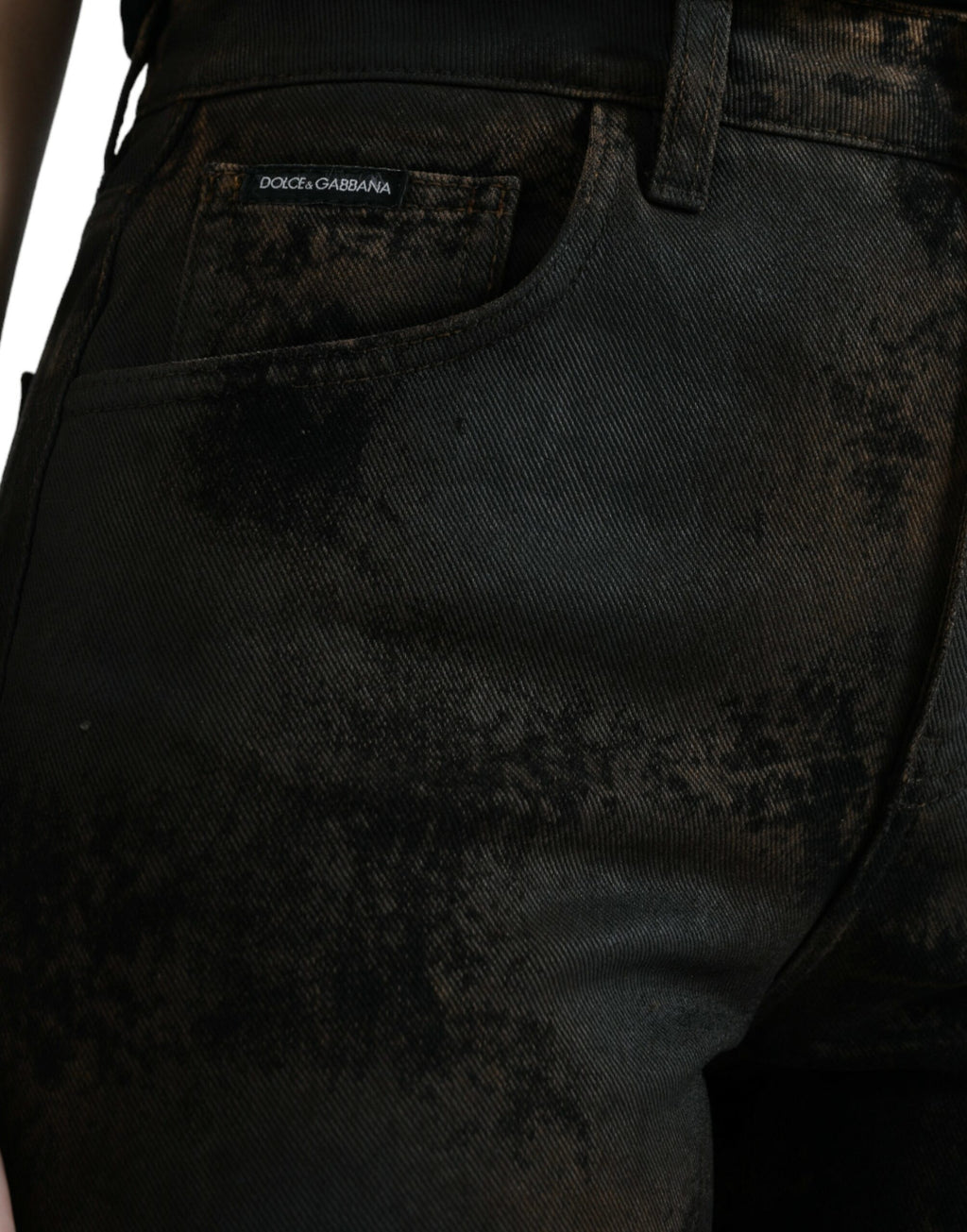 Jean en jean de coton marron taille mi-haute BOYFRIEND Dolce & Gabbana