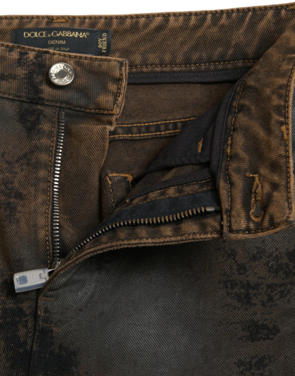 Jean en jean de coton marron taille mi-haute BOYFRIEND Dolce & Gabbana