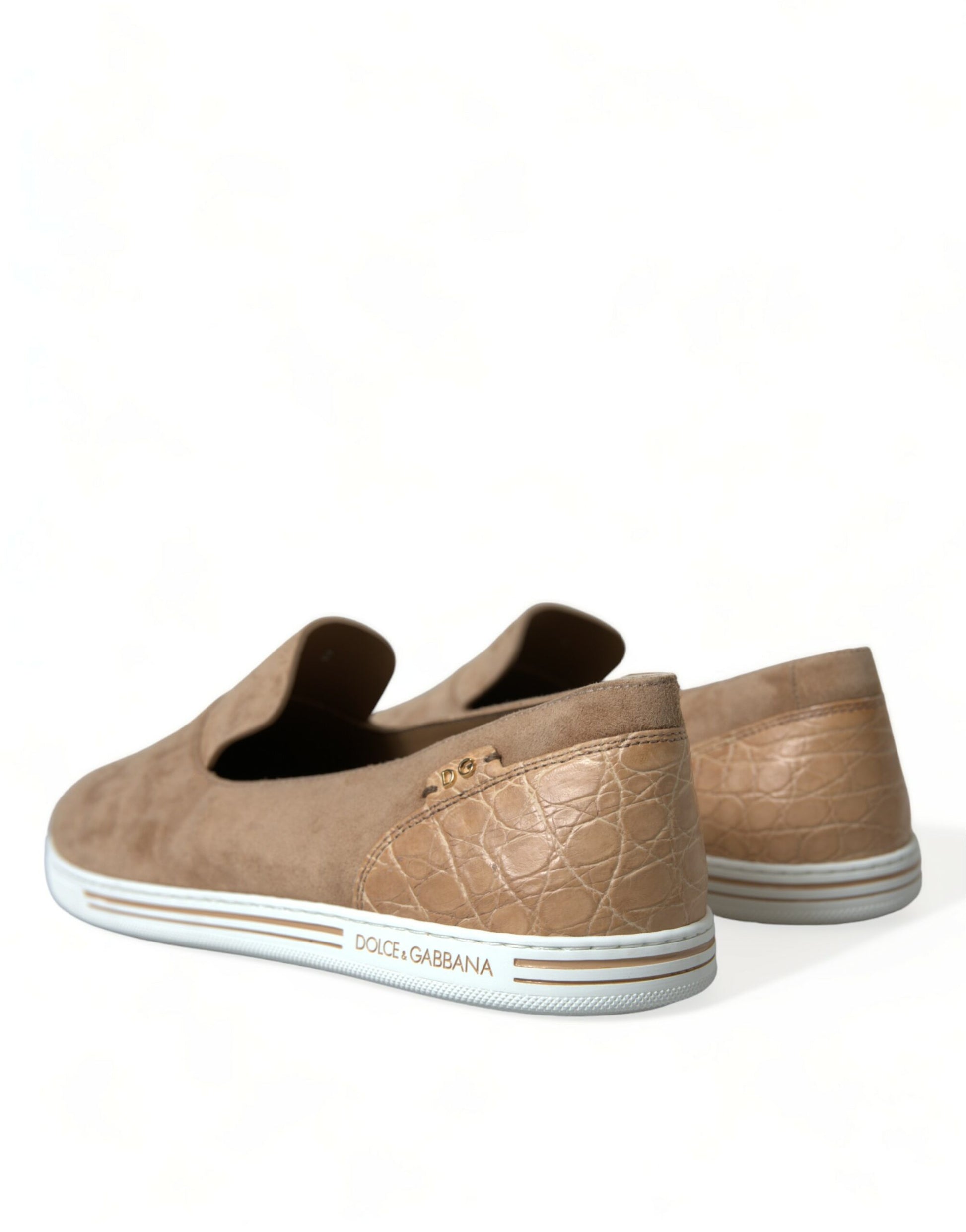 Dolce & Gabbana Beige Slip On Loafers for Men side view