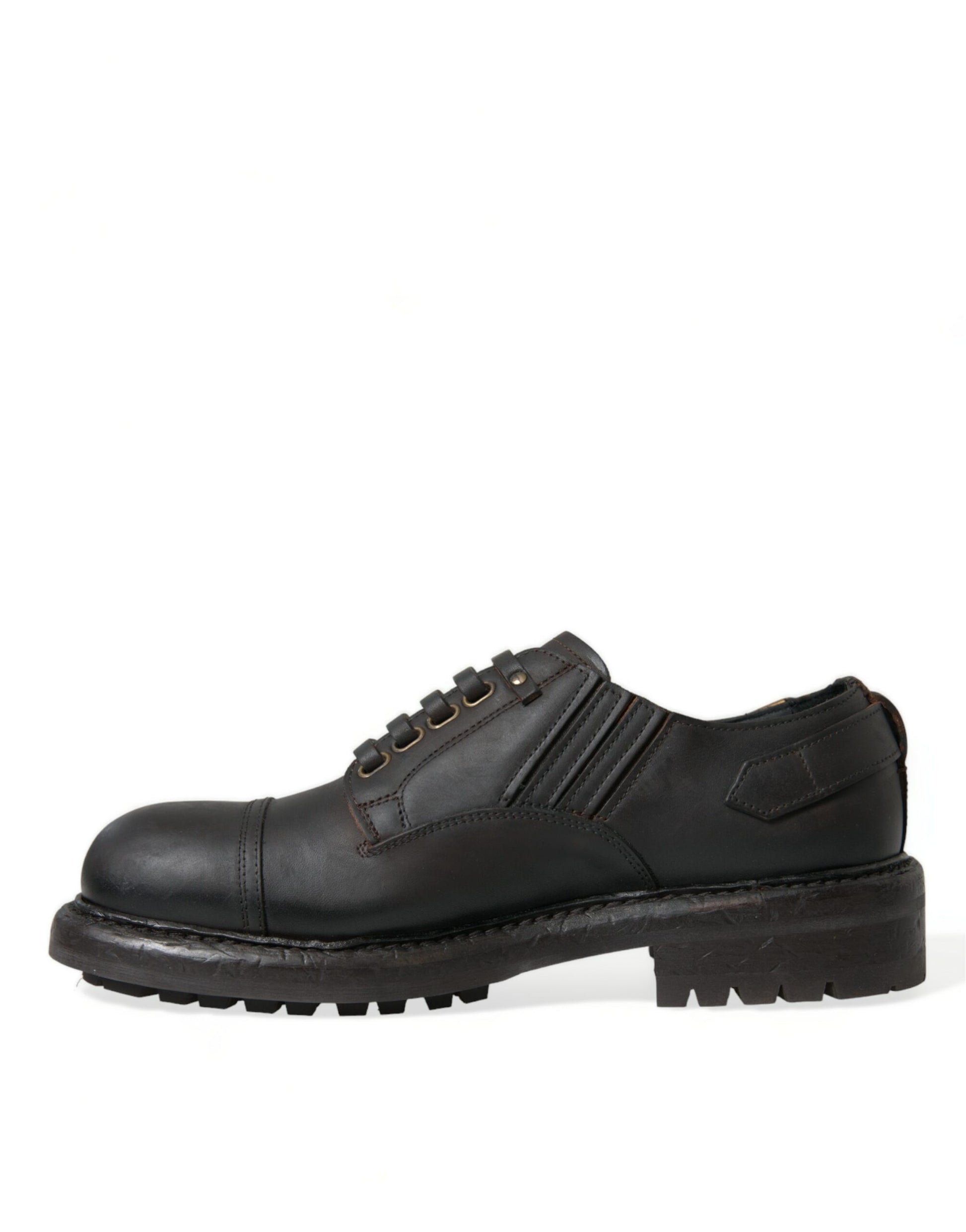 Dolce & Gabbana Brown Leather Lace Up Derby Men Dress Shoes