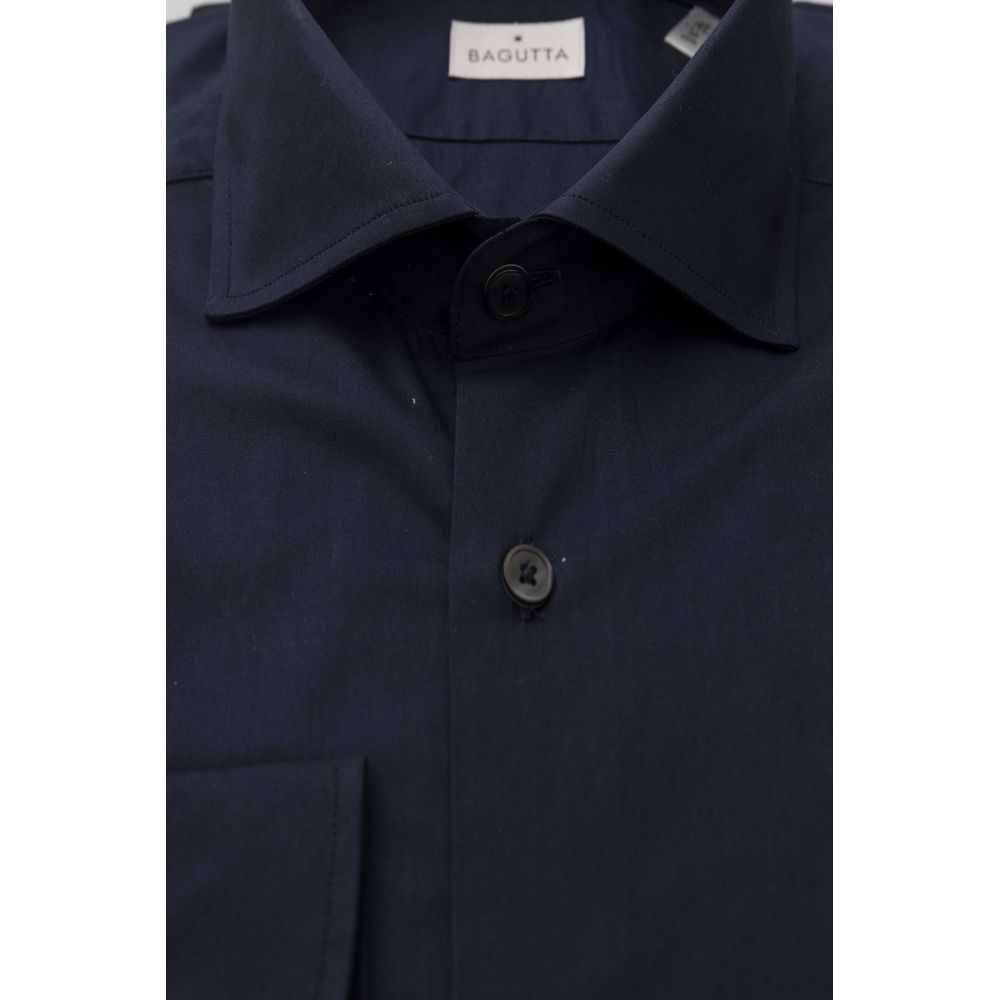 Chemise ajustée pour homme en coton bleu Bagutta