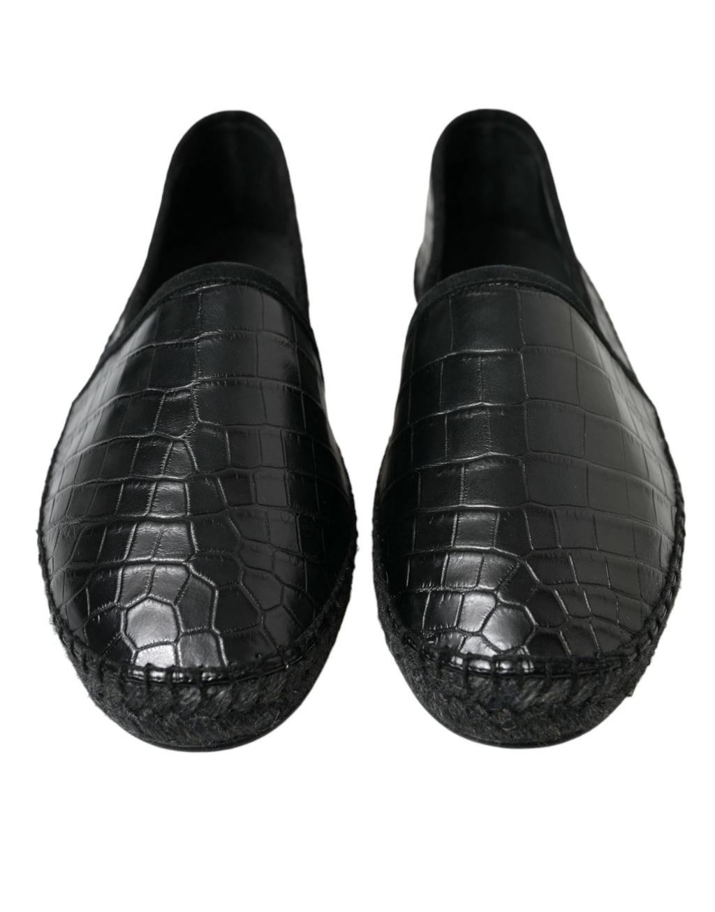 Chaussures espadrilles à enfiler en cuir exotique noir Dolce & Gabbana