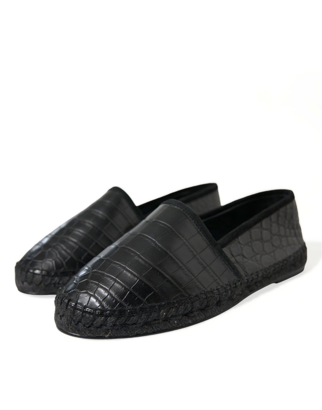 Chaussures espadrilles à enfiler en cuir exotique noir Dolce & Gabbana