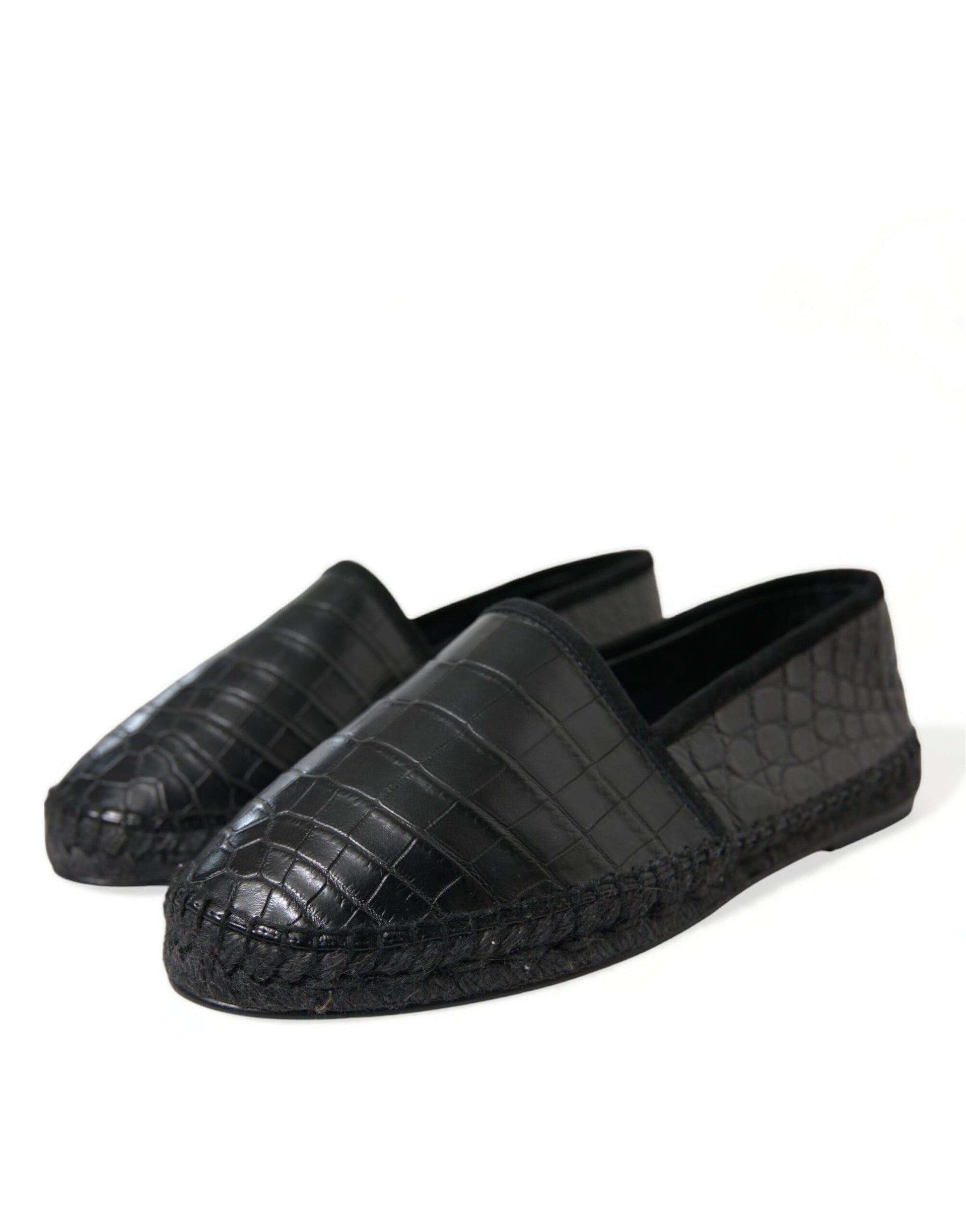Chaussures espadrilles à enfiler en cuir exotique noir Dolce & Gabbana