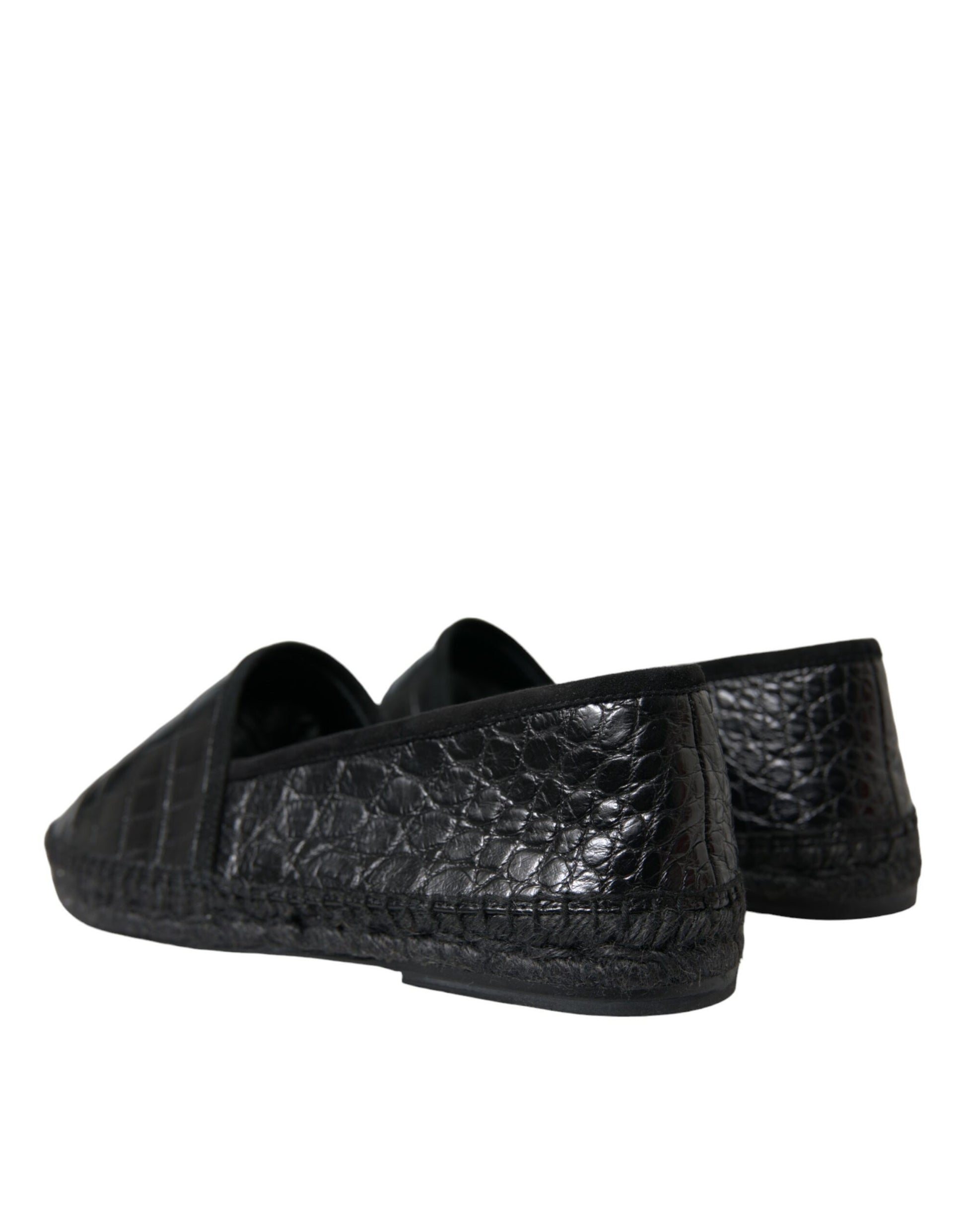 Chaussures espadrilles à enfiler en cuir exotique noir Dolce & Gabbana