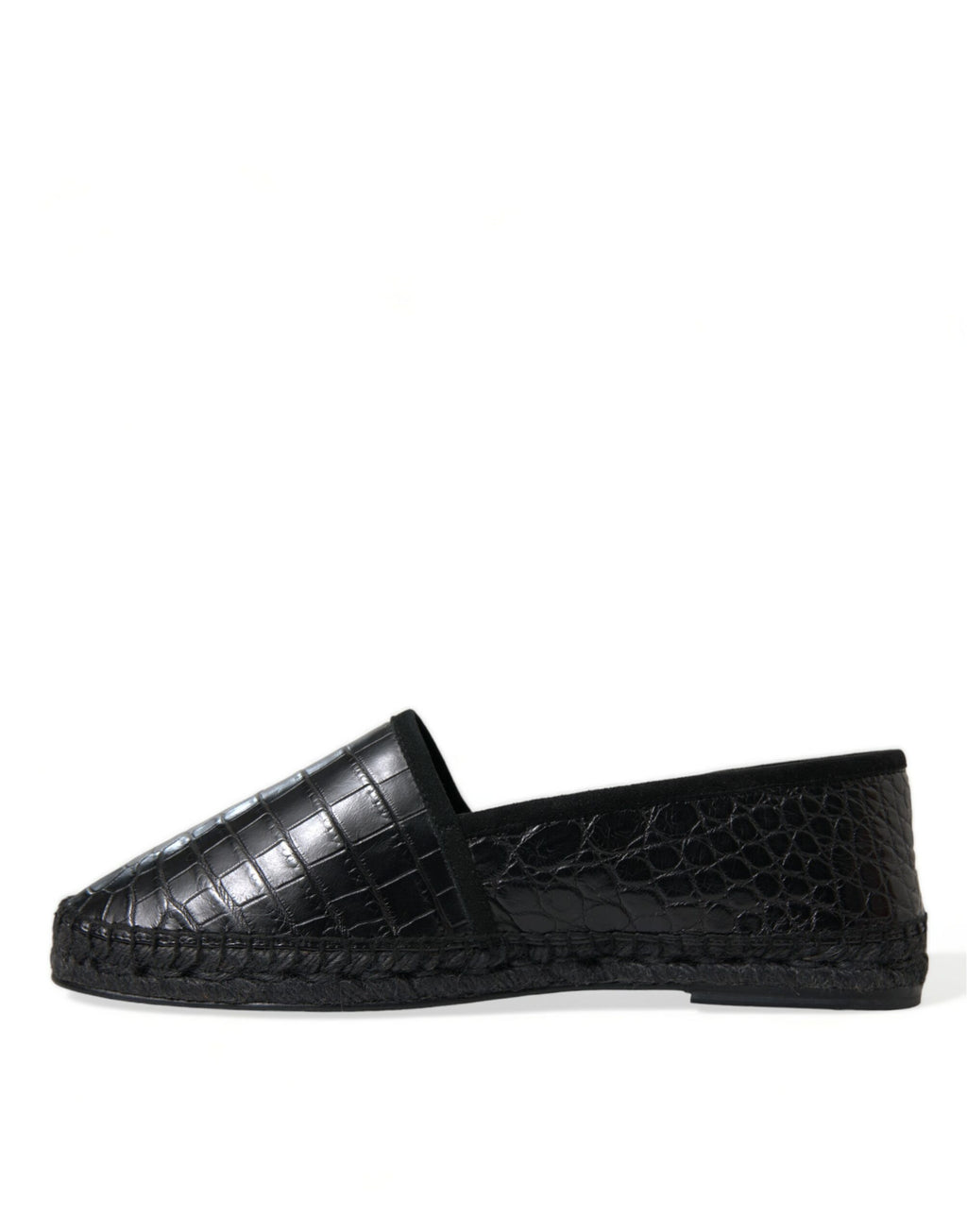 Chaussures espadrilles à enfiler en cuir exotique noir Dolce & Gabbana
