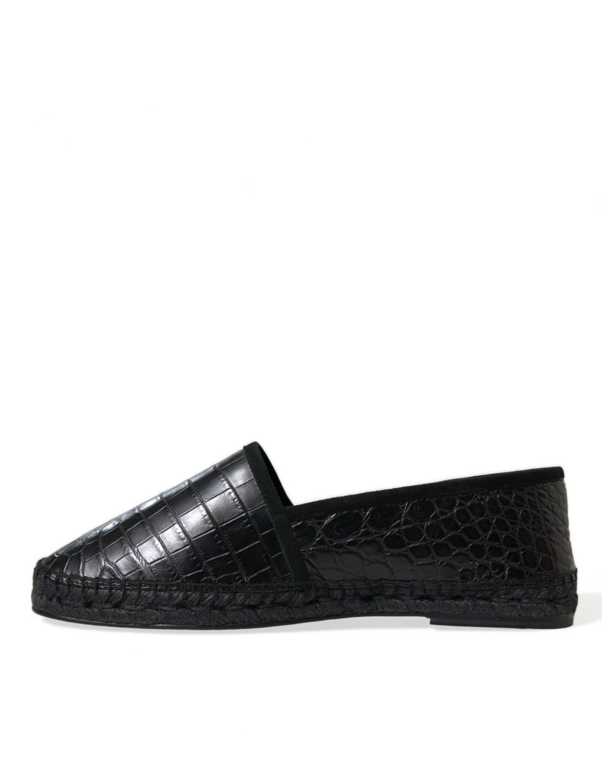 Chaussures espadrilles à enfiler en cuir exotique noir Dolce & Gabbana