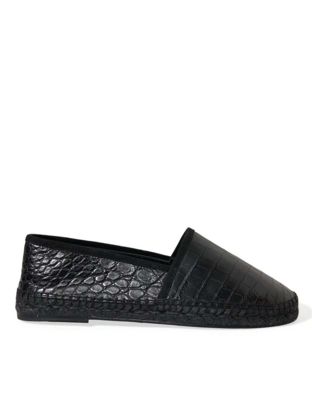 Chaussures espadrilles à enfiler en cuir exotique noir Dolce & Gabbana