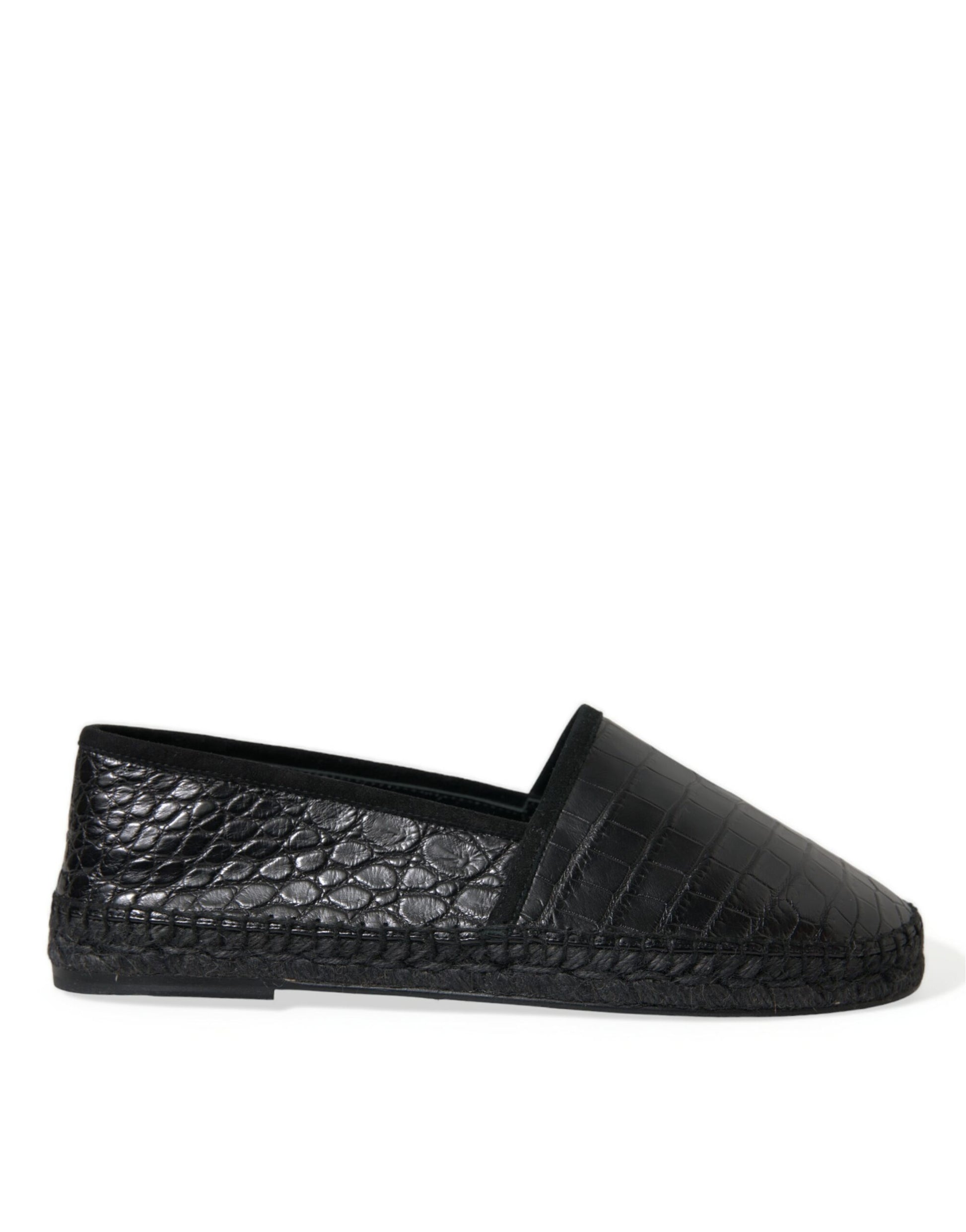 Chaussures espadrilles à enfiler en cuir exotique noir Dolce & Gabbana