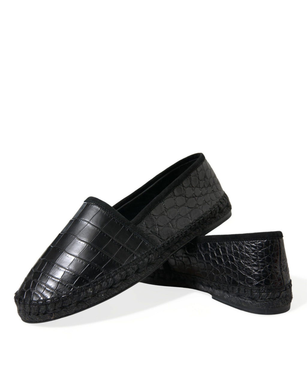 Chaussures espadrilles à enfiler en cuir exotique noir Dolce & Gabbana
