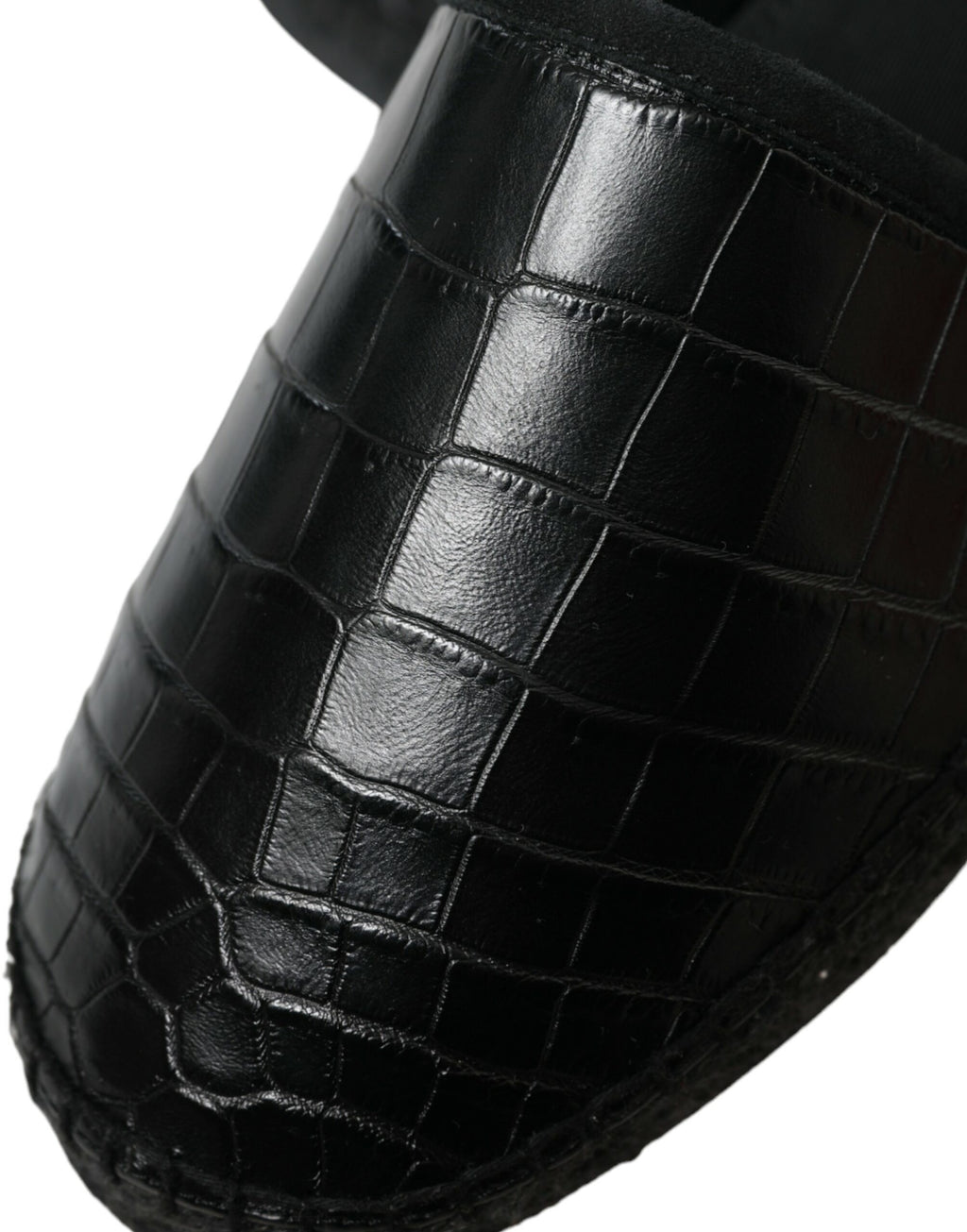 Chaussures espadrilles à enfiler en cuir exotique noir Dolce & Gabbana