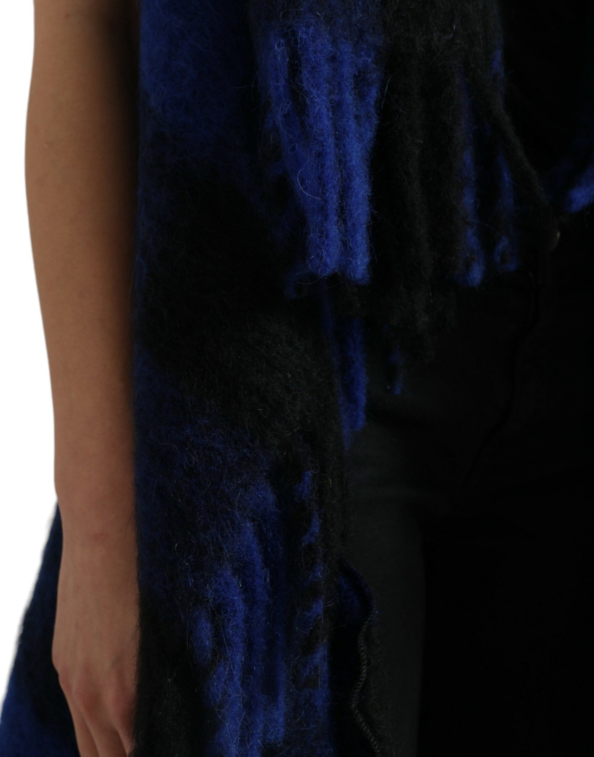 Manteau-poncho/pull à carreaux vichy noir et bleu Dolce & Gabbana