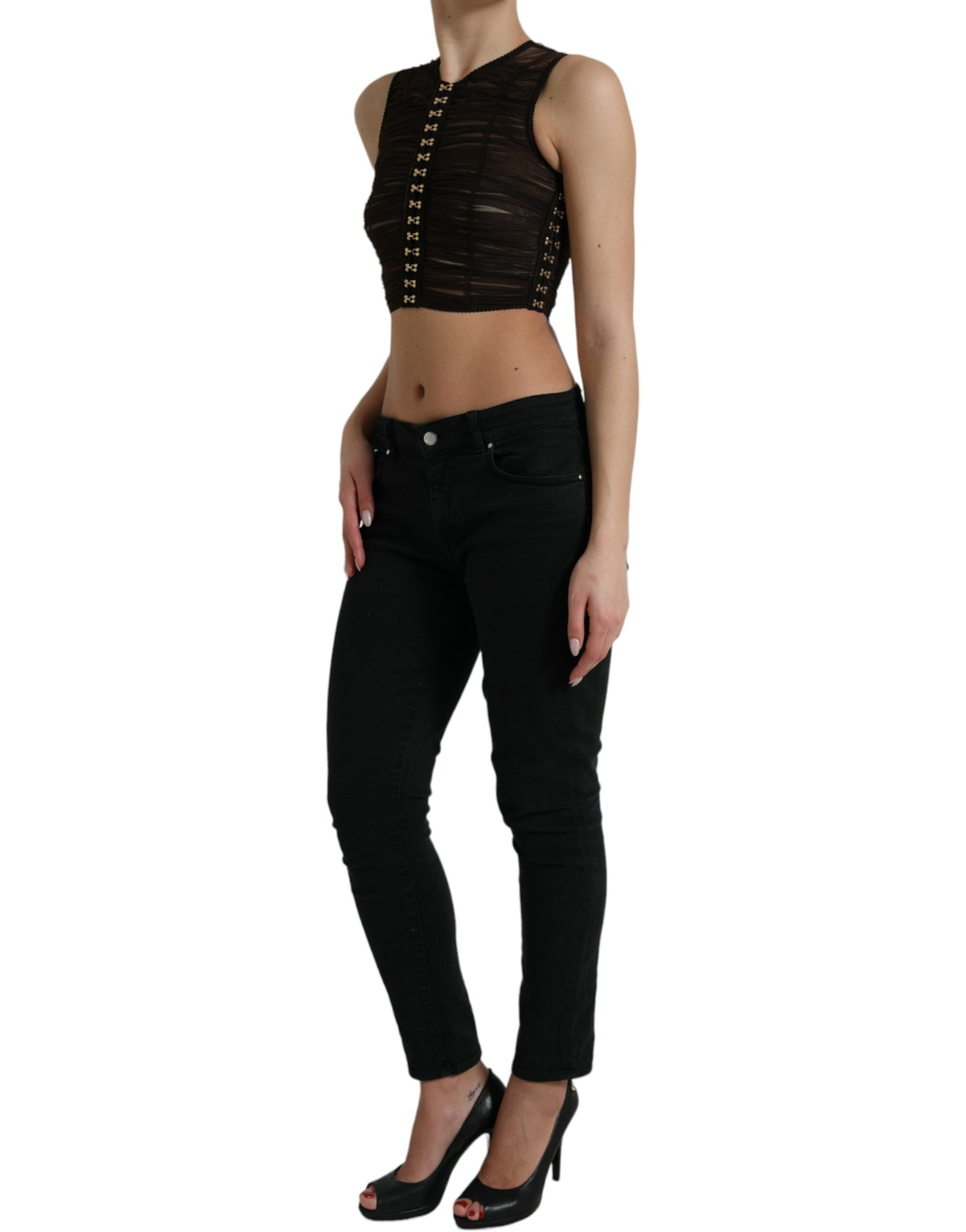 Dolce & Gabbana Brown Sleeveless T-Shirt for Women alternate view
