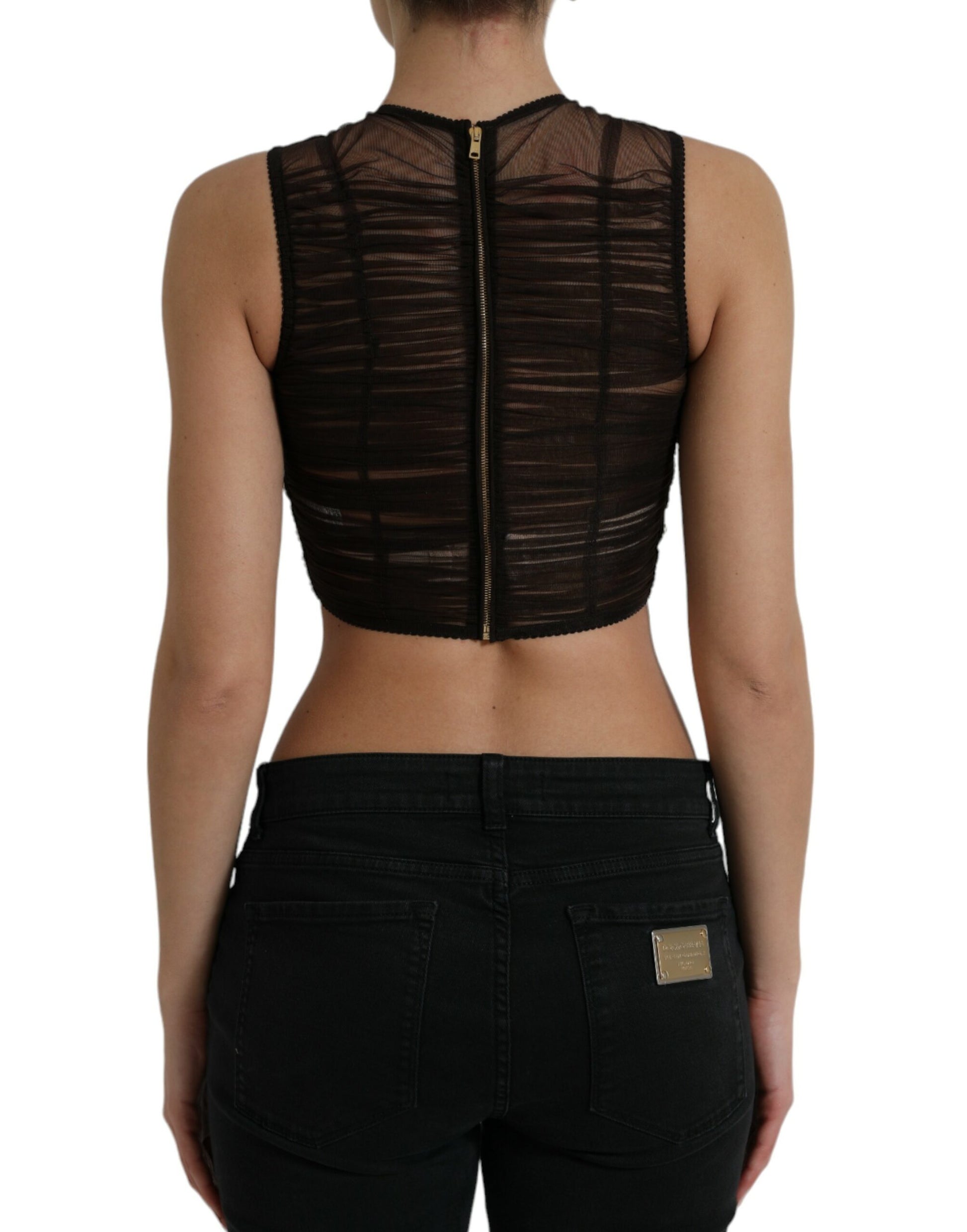 Dolce & Gabbana Brown Sleeveless T-Shirt for Women detail view