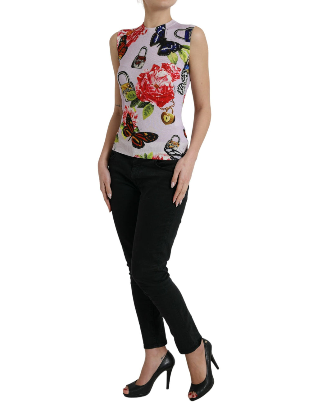 Débardeur papillon Dolce & Gabbana multicolore fleuri à cadenas