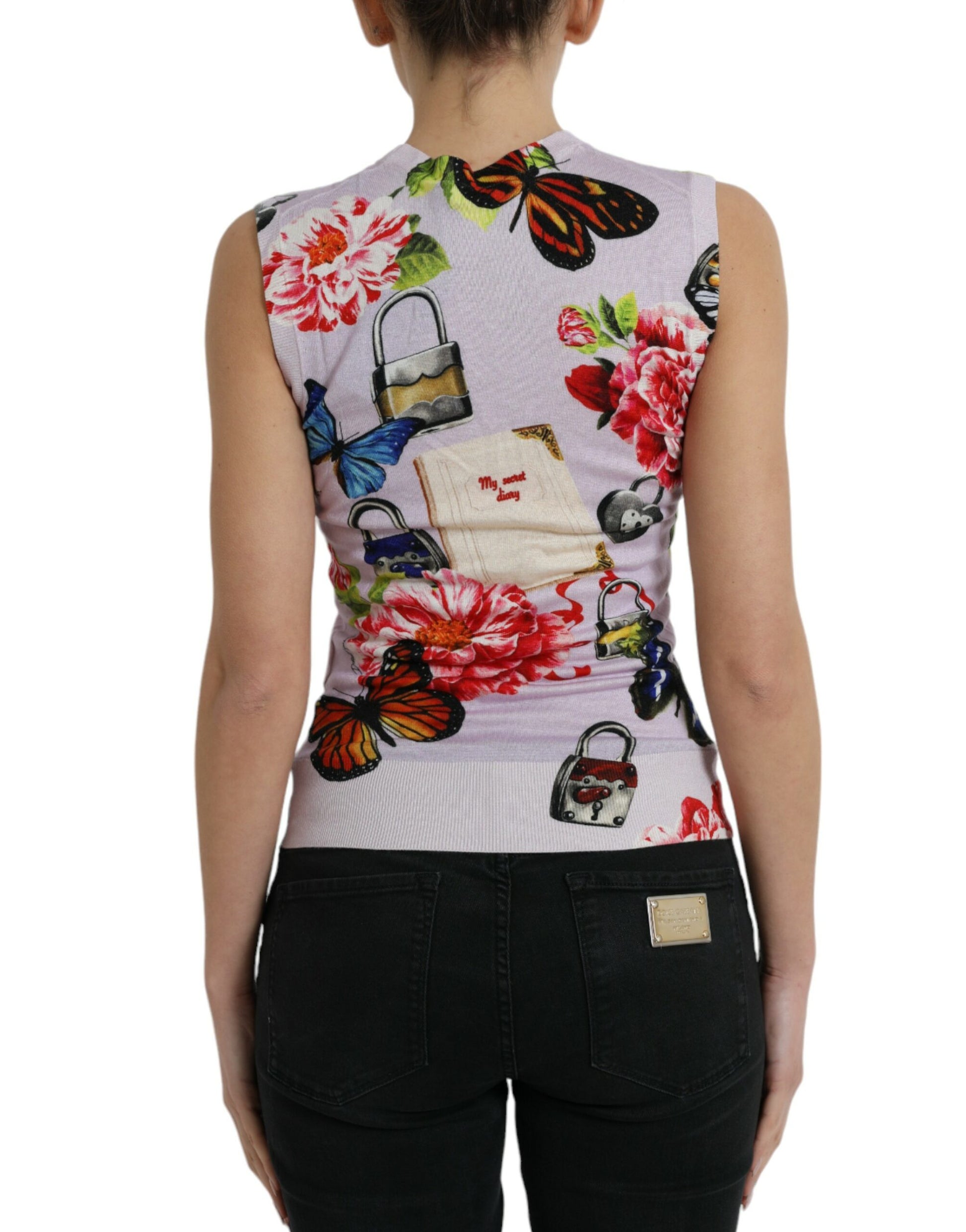 Débardeur papillon Dolce & Gabbana multicolore fleuri à cadenas
