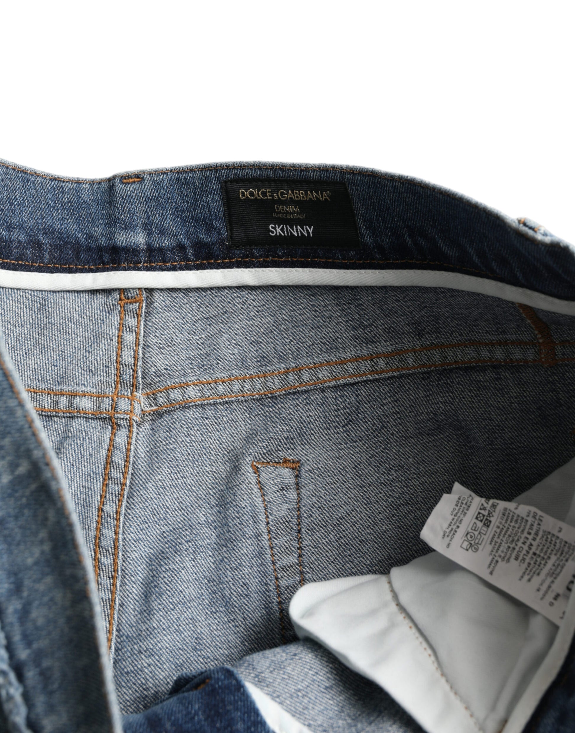Dolce & Gabbana Blue Skinny Jeans for Men side view