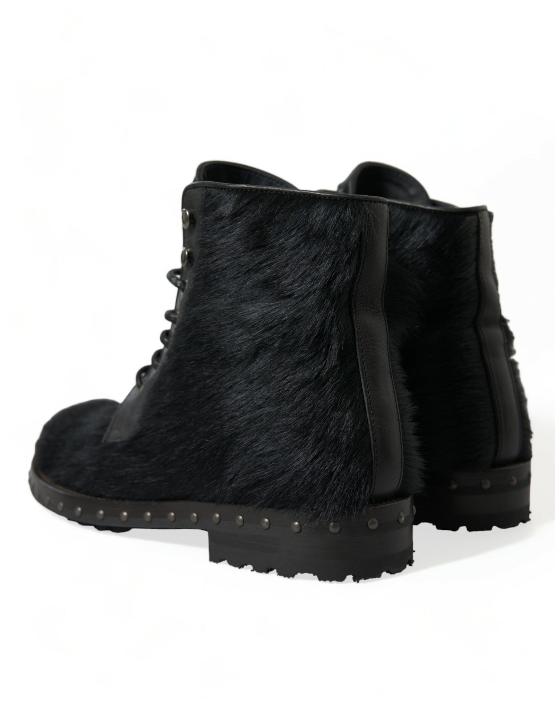 Dolce & Gabbana Black Lace Up Boots for Men side view