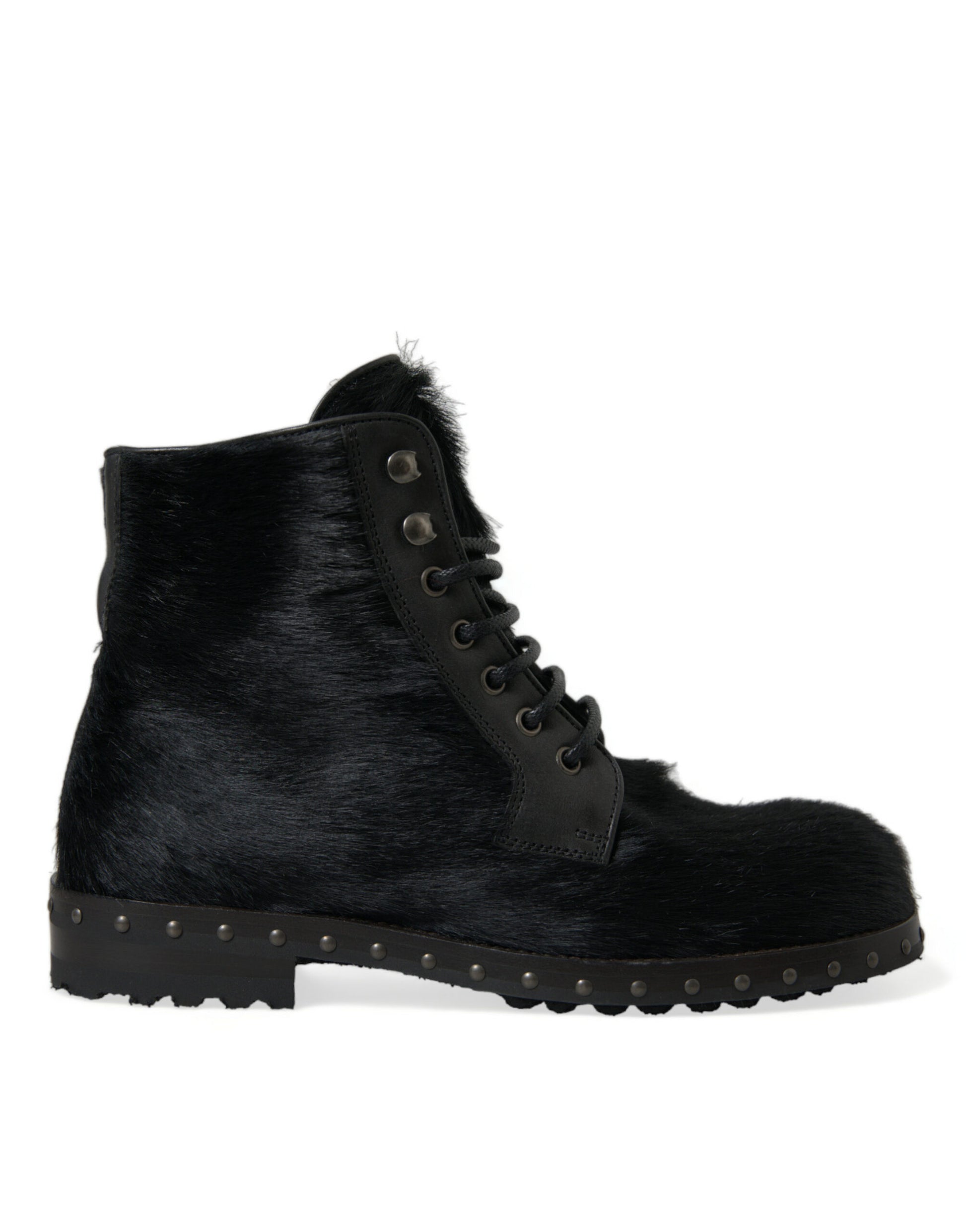 Dolce & Gabbana Black Lace Up Boots for Men
