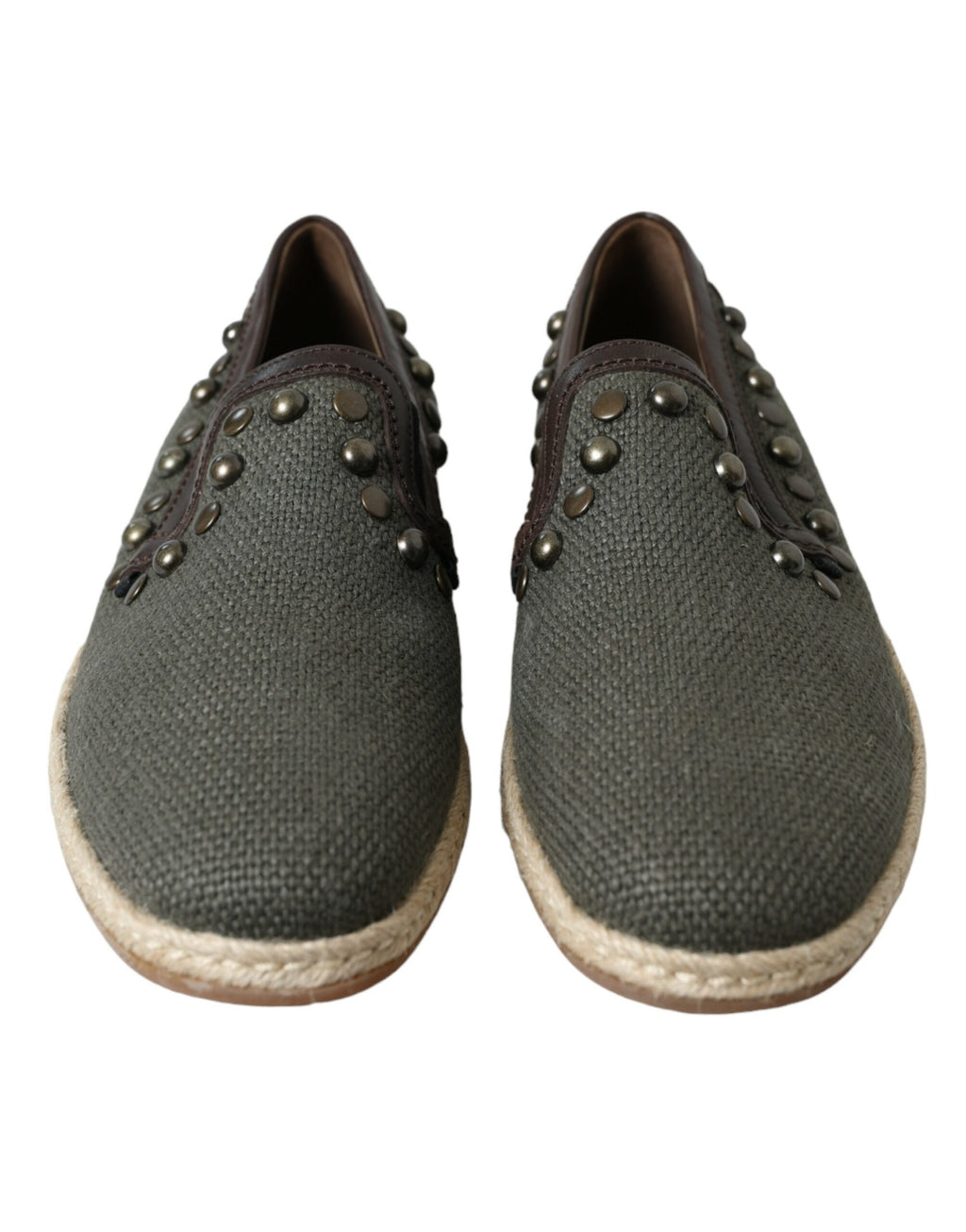 Chaussures mocassins Dolce & Gabbana en lin gris cloutés cuir