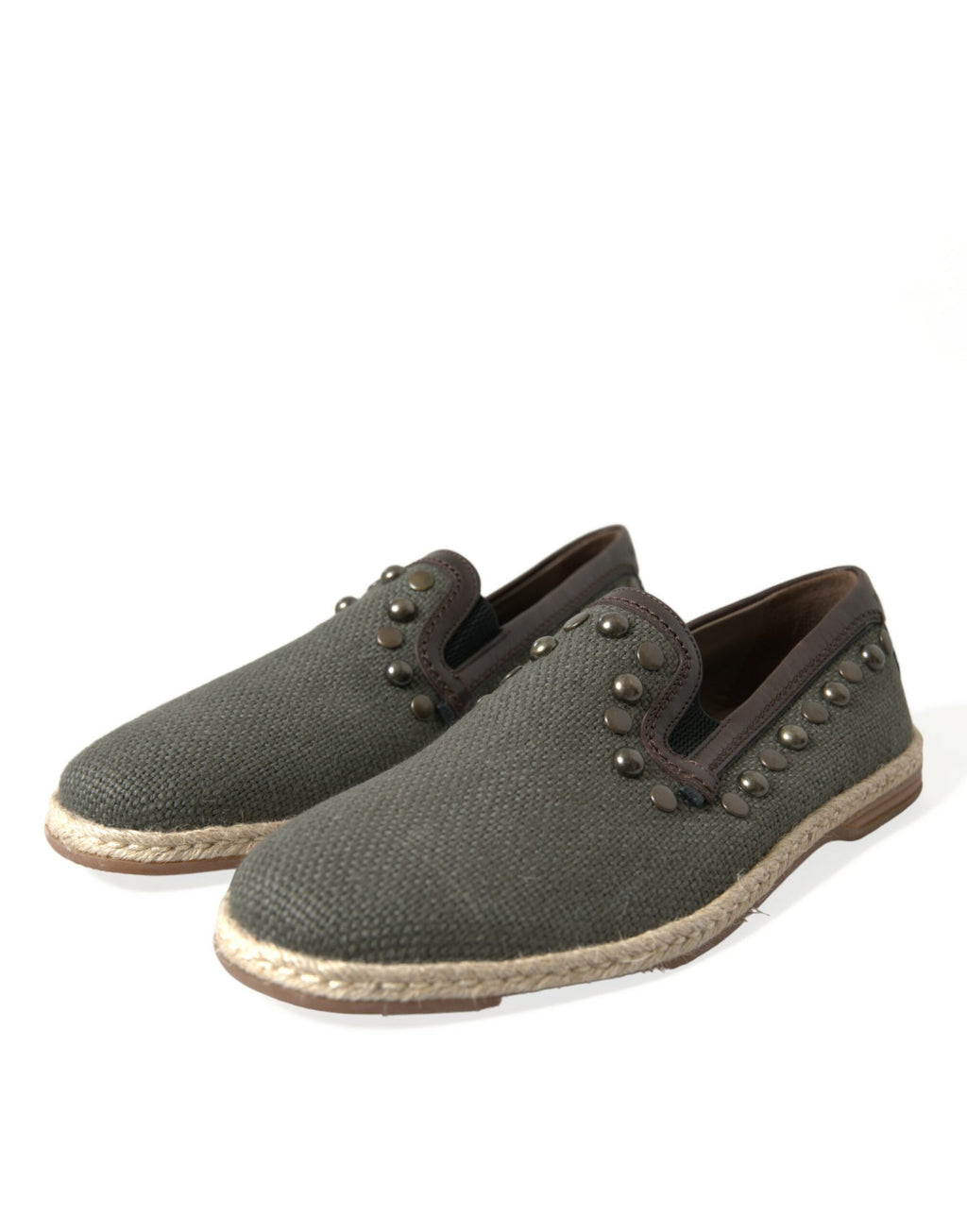 Chaussures mocassins Dolce & Gabbana en lin gris cloutés cuir