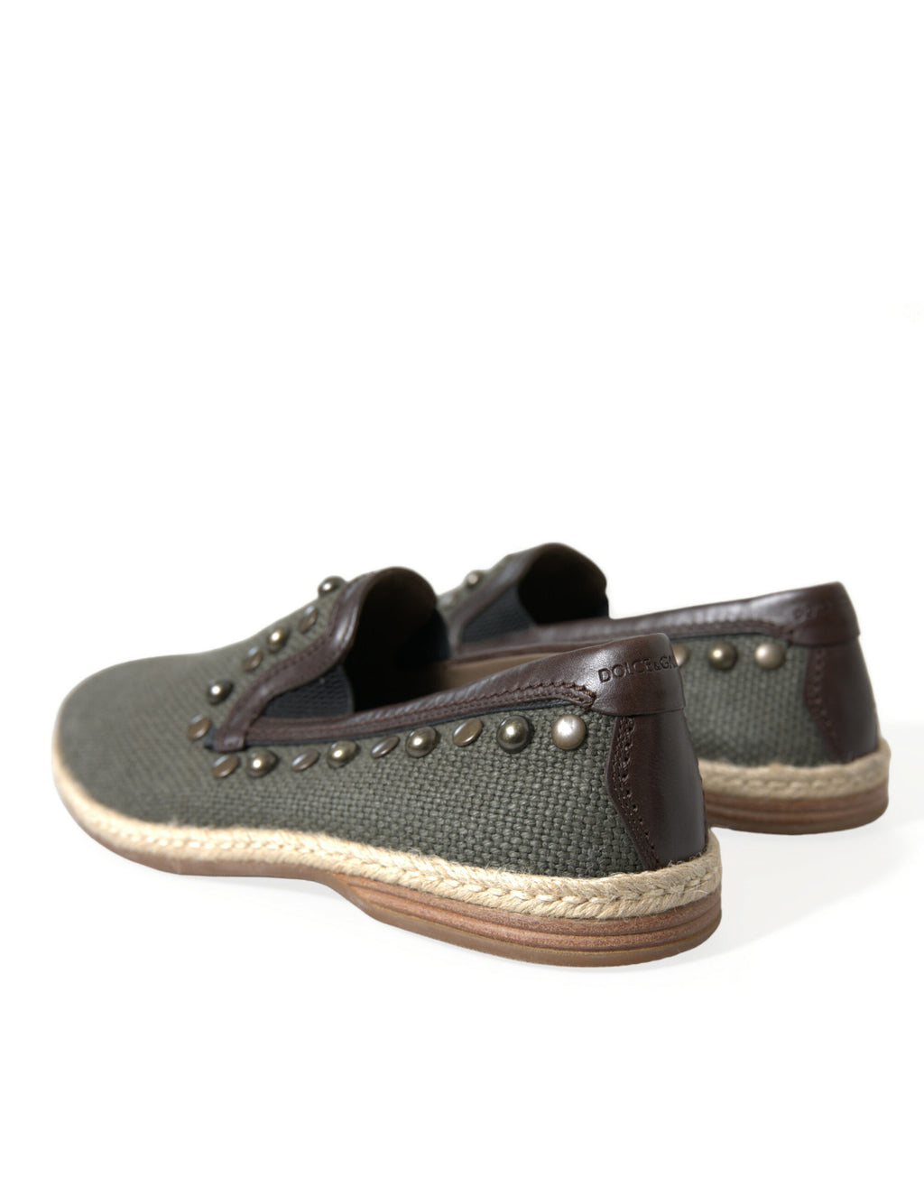 Chaussures mocassins Dolce & Gabbana en lin gris cloutés cuir
