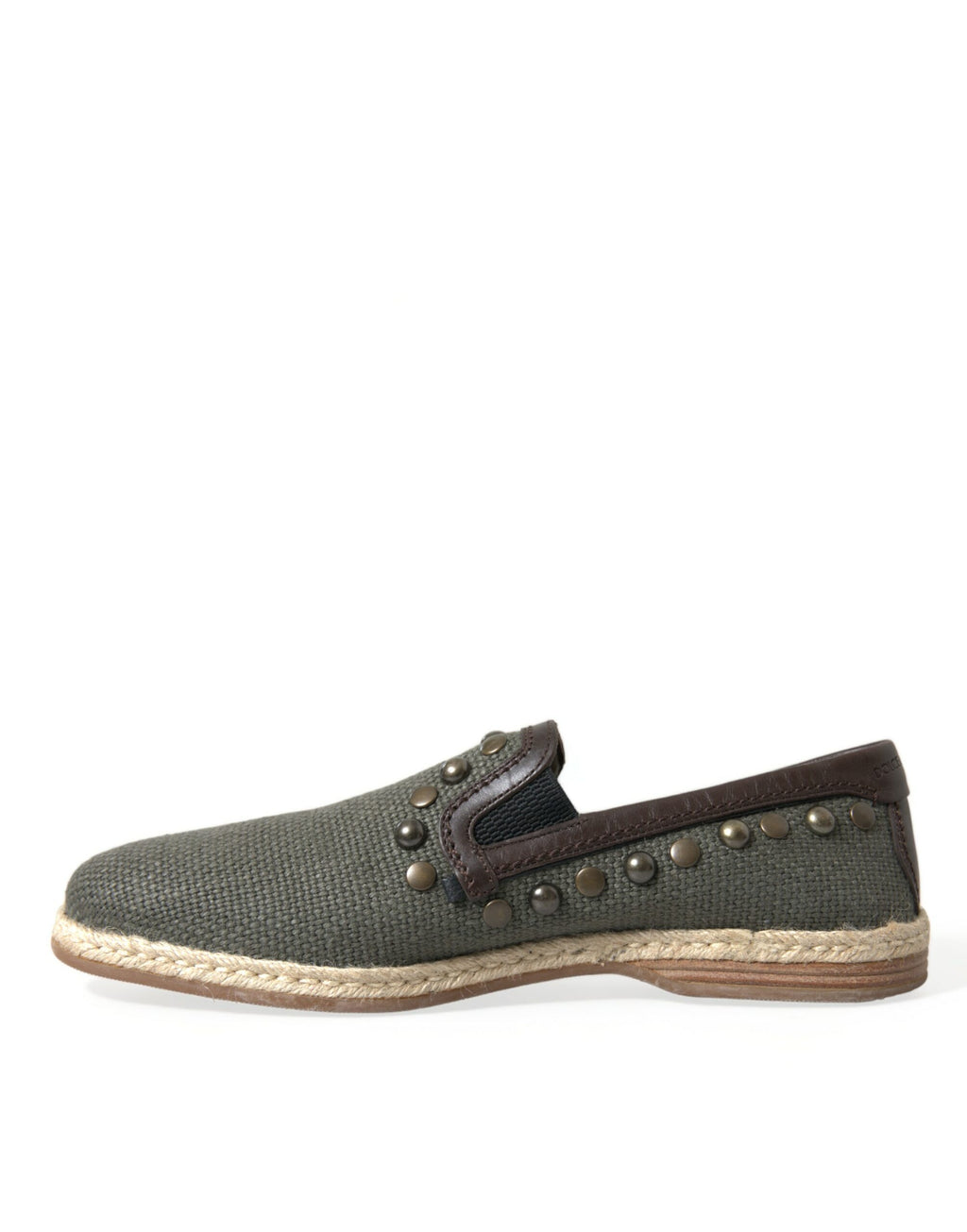 Chaussures mocassins Dolce & Gabbana en lin gris cloutés cuir