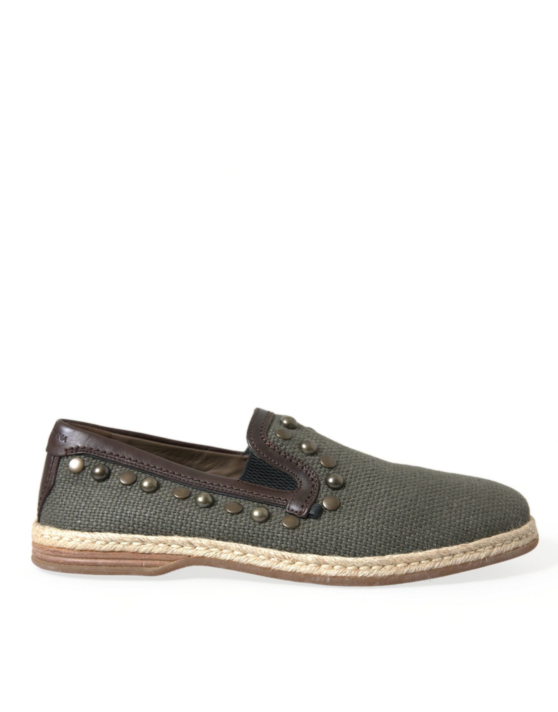 Chaussures mocassins Dolce & Gabbana en lin gris cloutés cuir