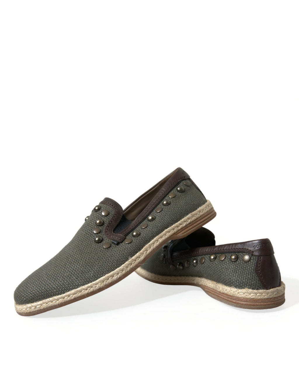 Chaussures mocassins Dolce & Gabbana en lin gris cloutés cuir