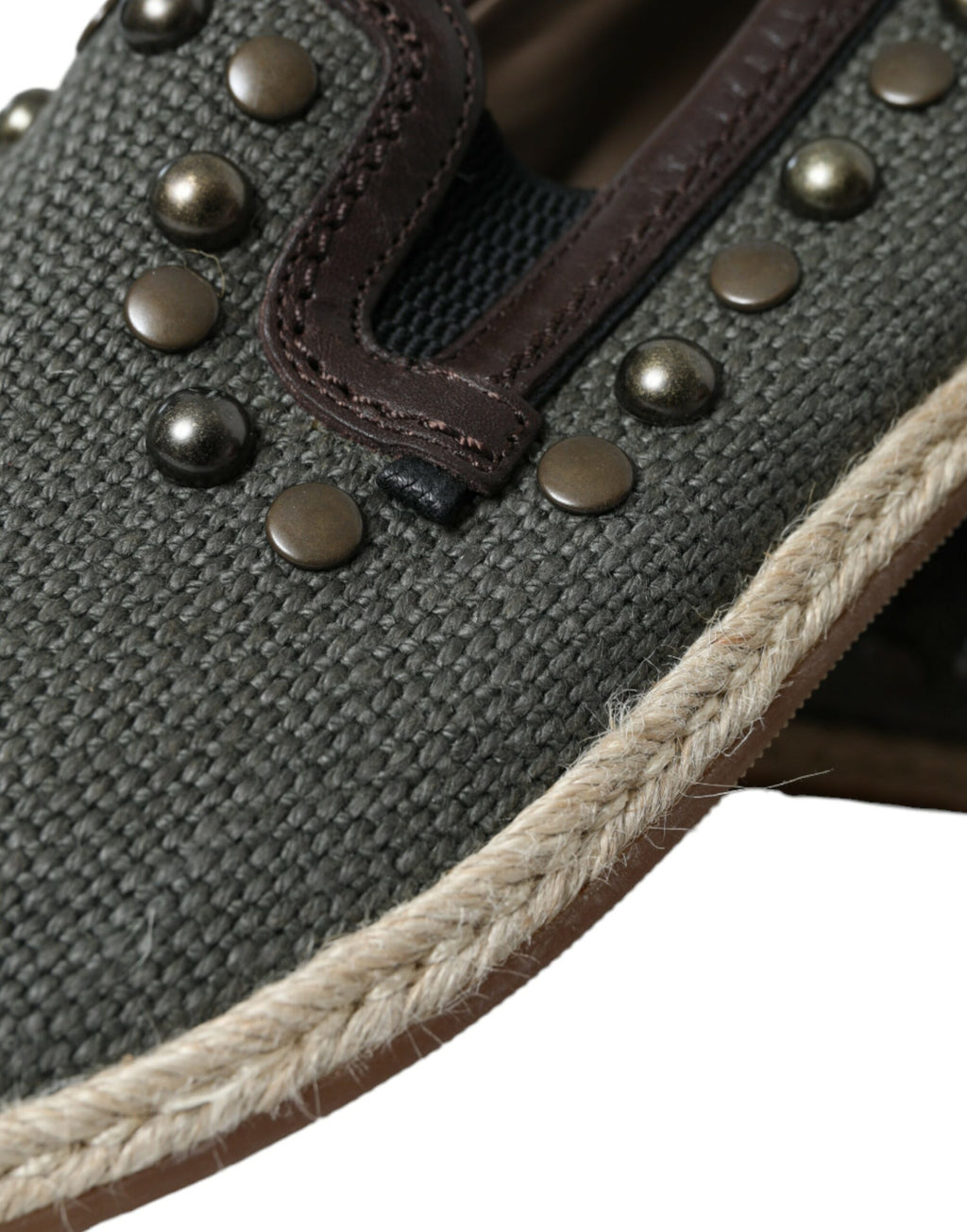 Chaussures mocassins Dolce & Gabbana en lin gris cloutés cuir