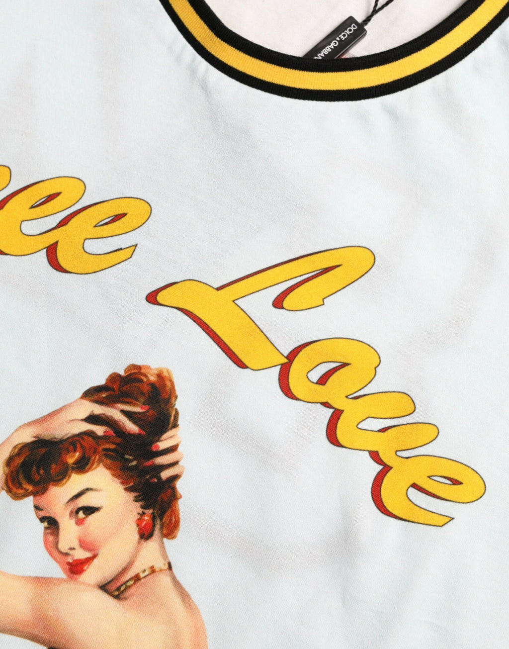 T-shirt Dolce & Gabbana en Coton Bleu Clair Col Rond Free Love