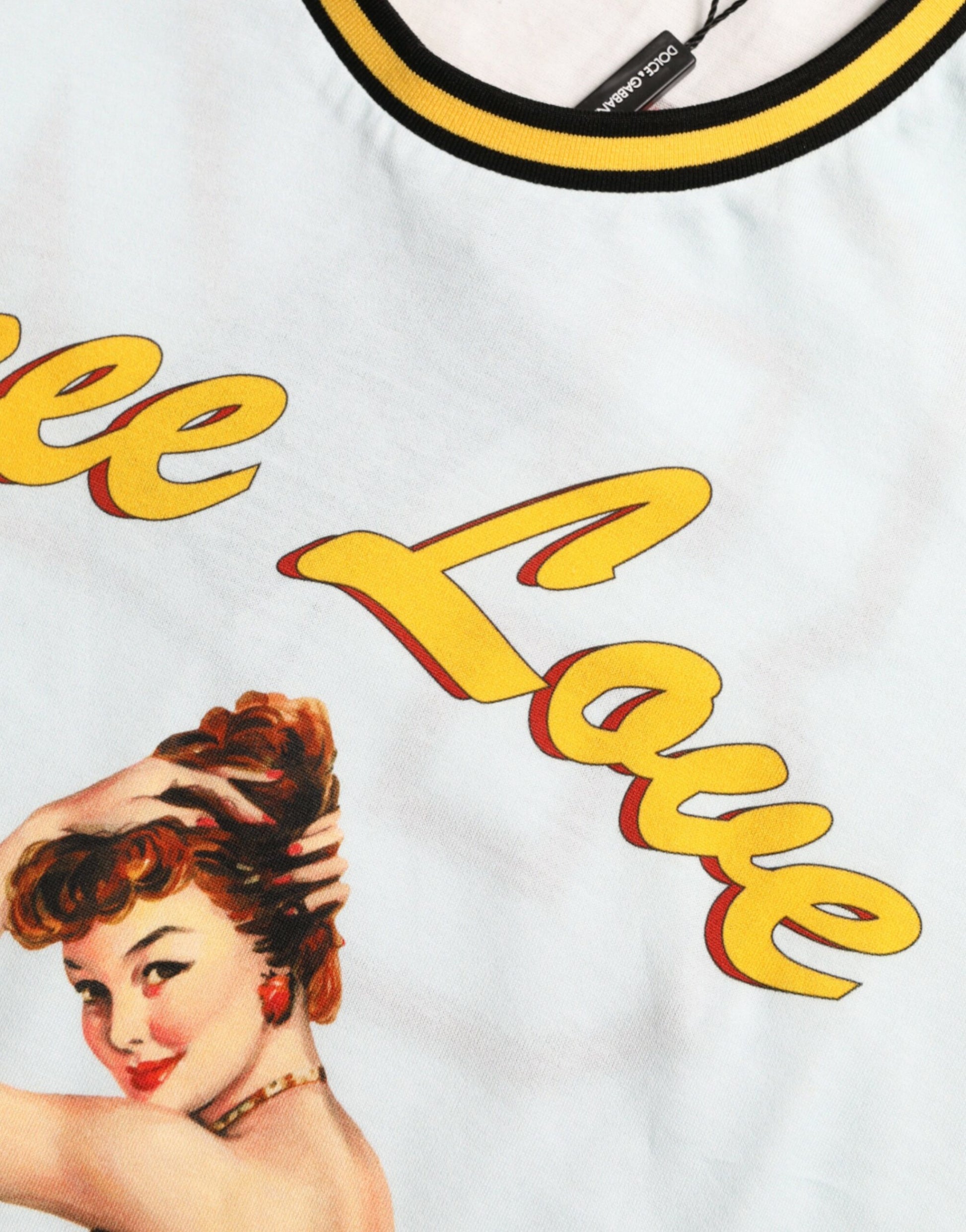 T-shirt Dolce & Gabbana en Coton Bleu Clair Col Rond Free Love