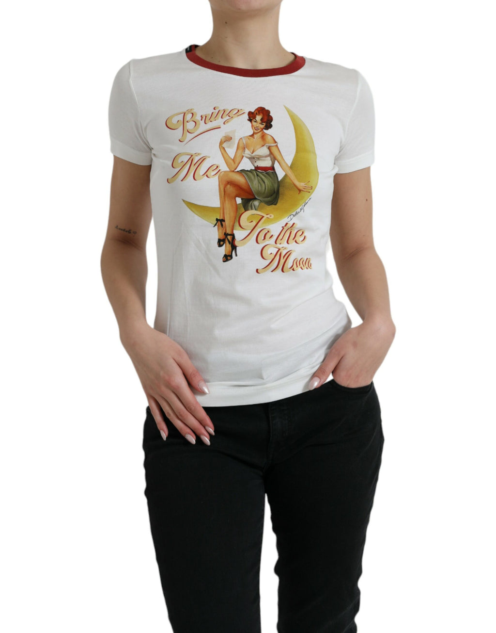 T-shirt Dolce & Gabbana blanc « Bring Me To The Moon »