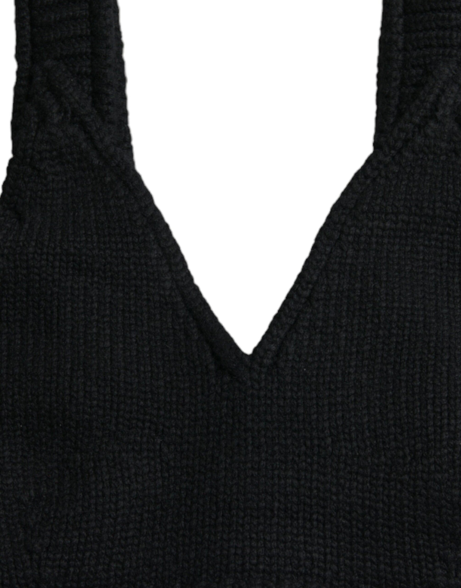 Haut bustier Dolce & Gabbana en cachemire noir court à col en V