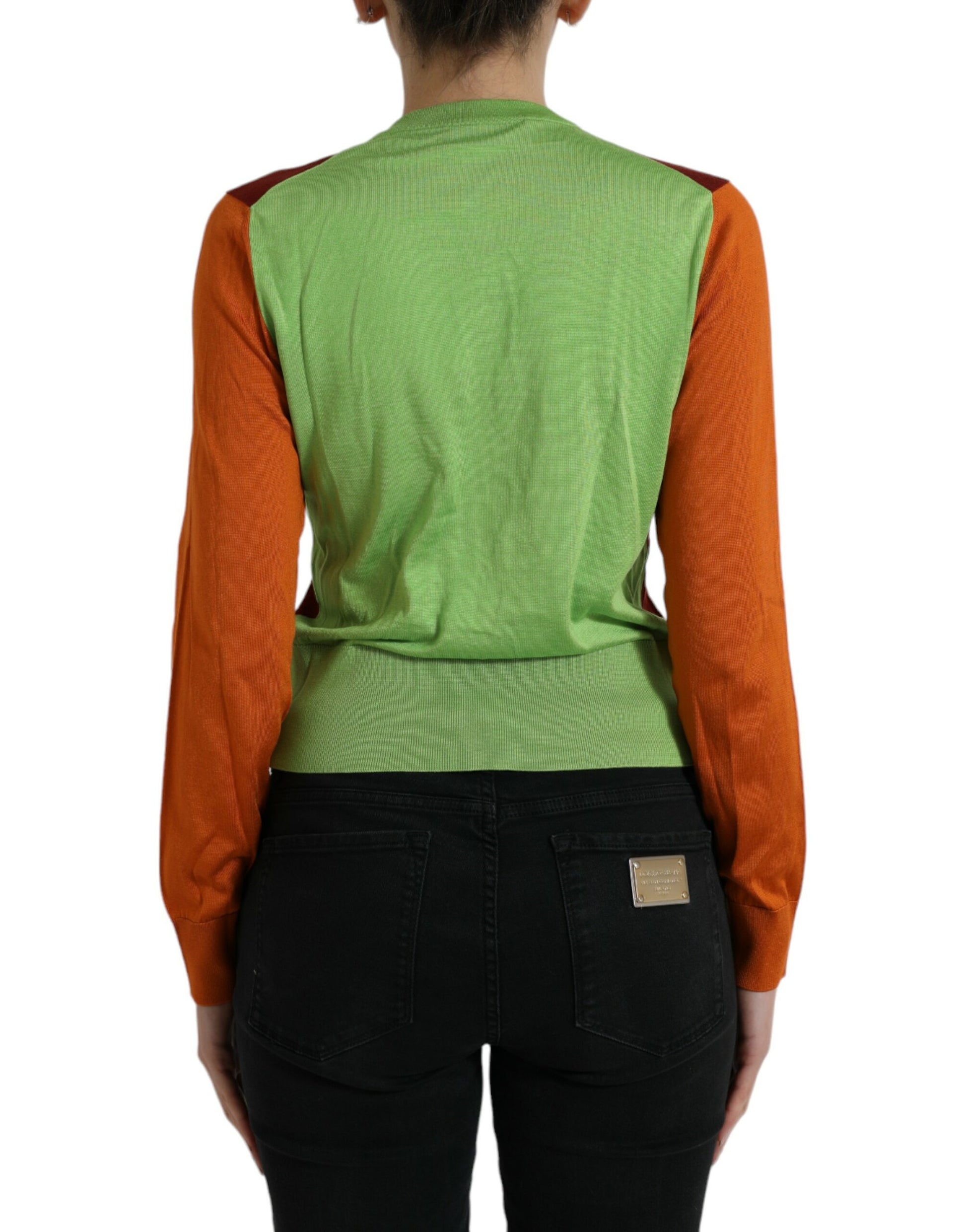Cardigan col ras du cou en soie multicolore Dolce & Gabbana