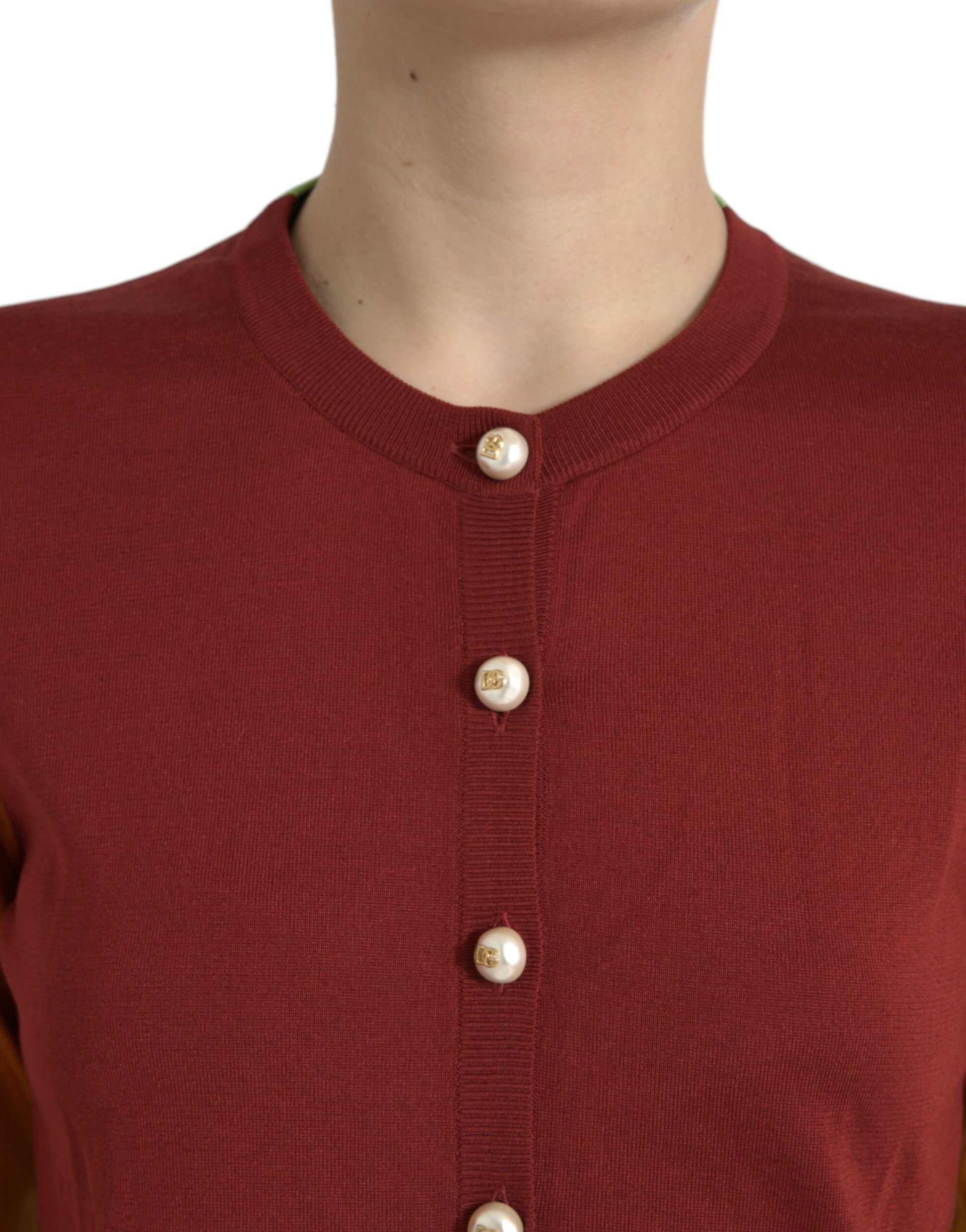 Cardigan col ras du cou en soie multicolore Dolce & Gabbana