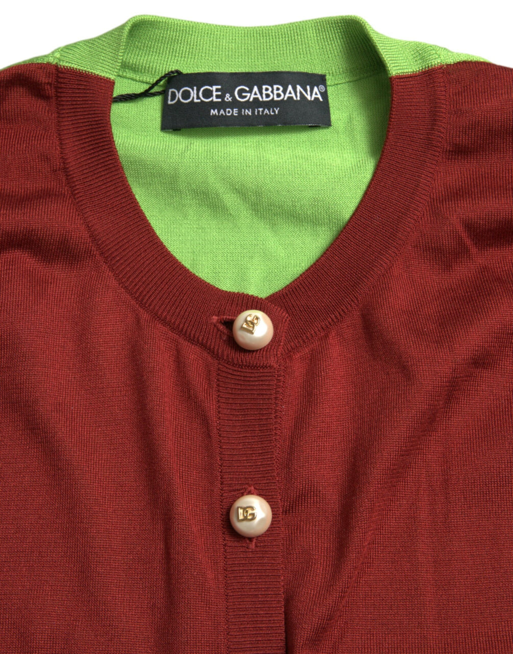 Cardigan col ras du cou en soie multicolore Dolce & Gabbana