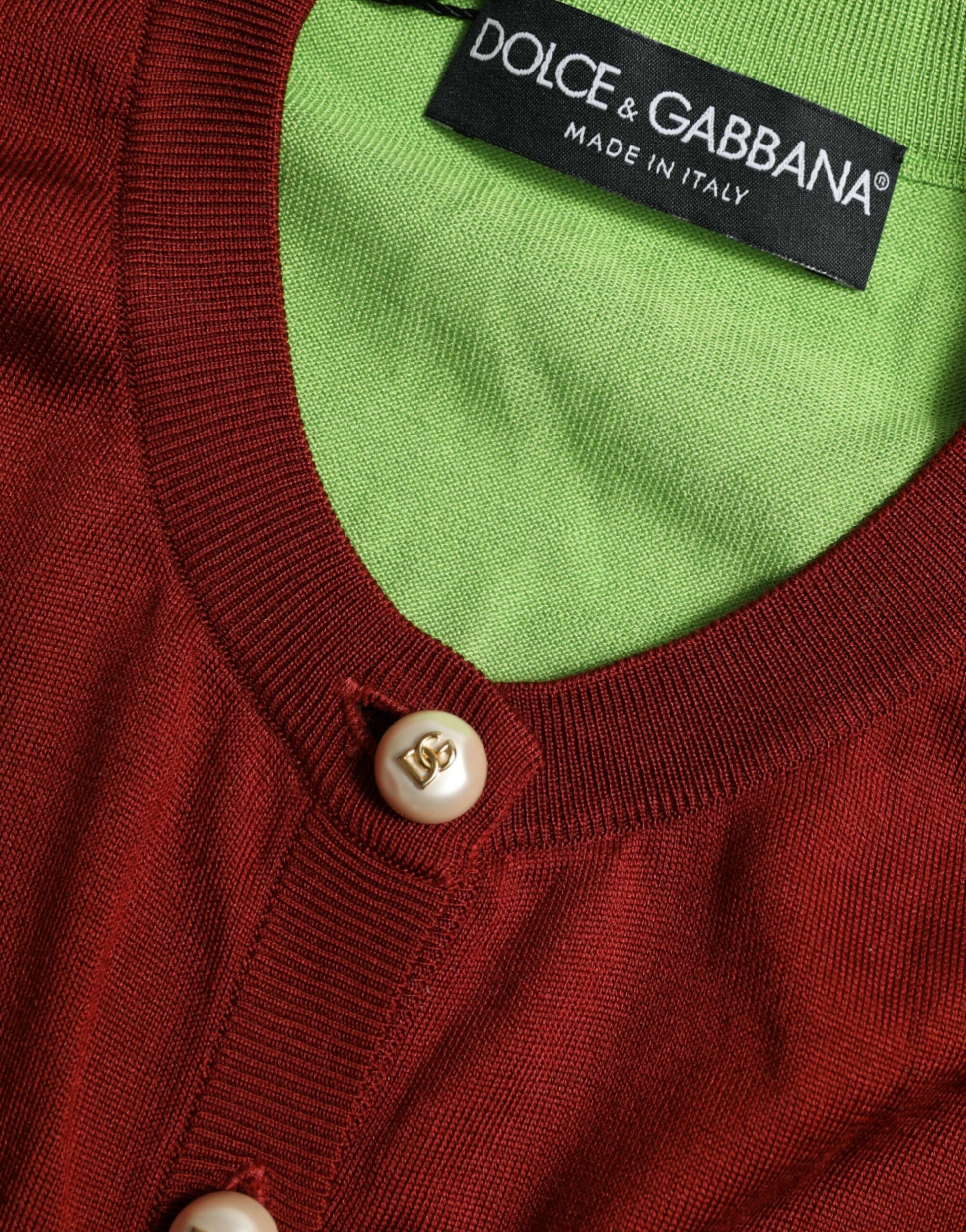 Cardigan col ras du cou en soie multicolore Dolce & Gabbana