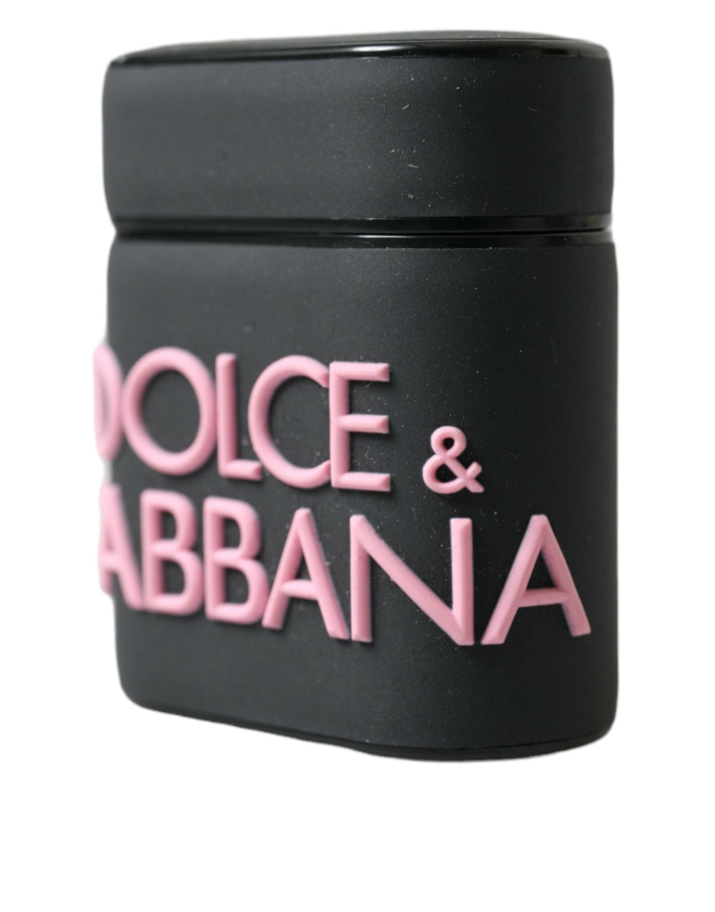 Étui Airpods Dolce & Gabbana en silicone noir et rose avec logo en relief