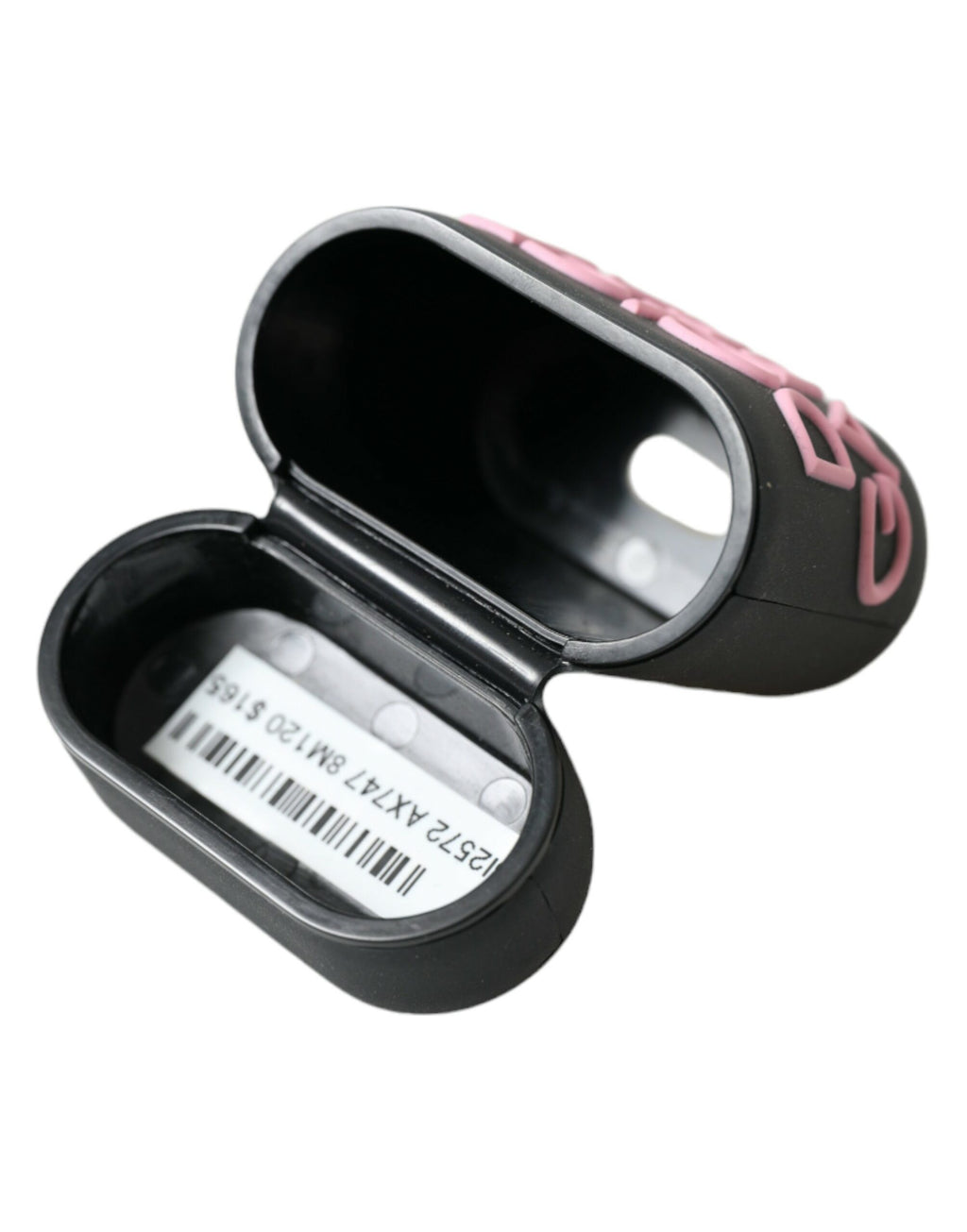 Étui Airpods Dolce & Gabbana en silicone noir et rose avec logo en relief
