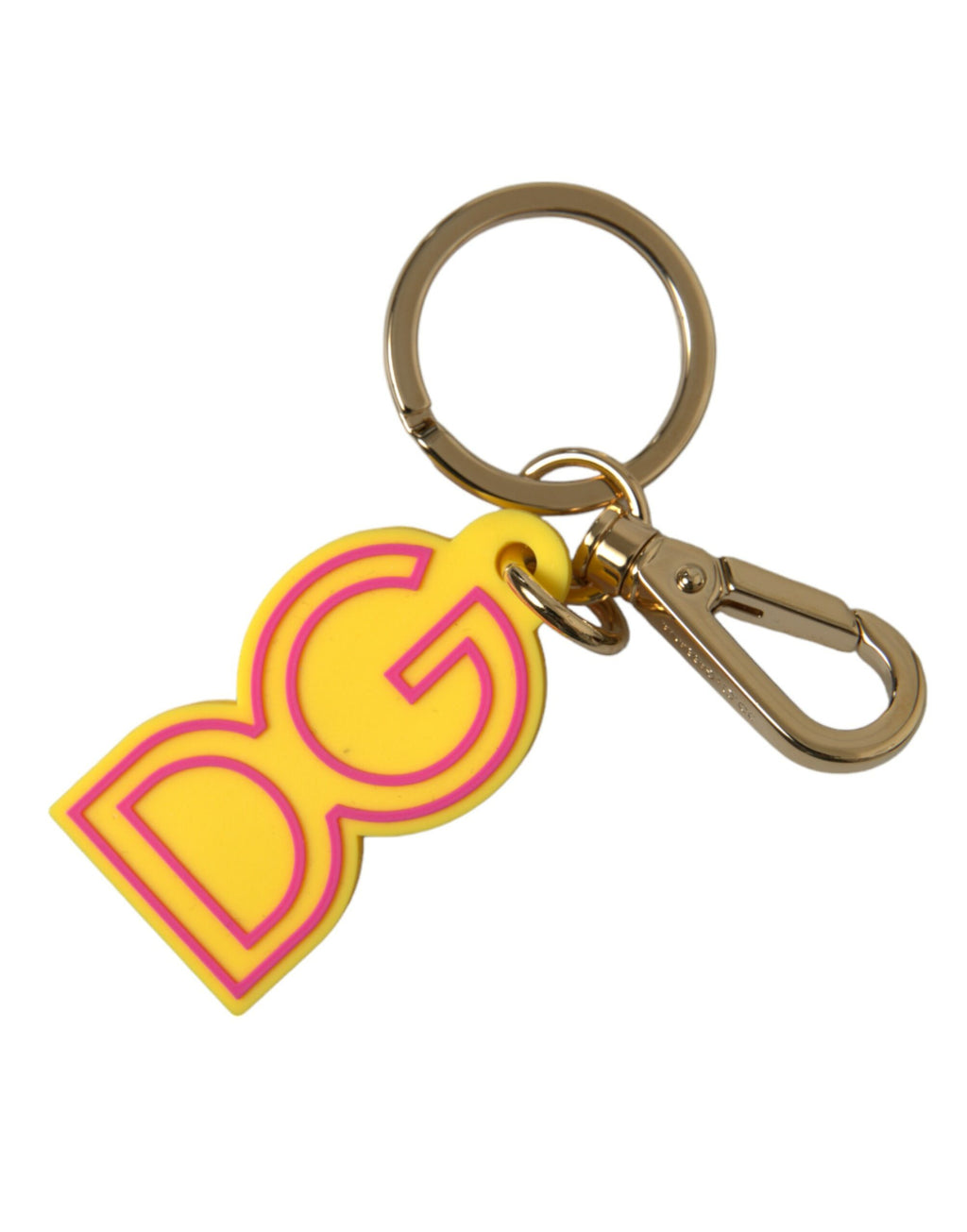 Porte-clés Dolce & Gabbana en caoutchouc jaune avec logo DG en métal doré