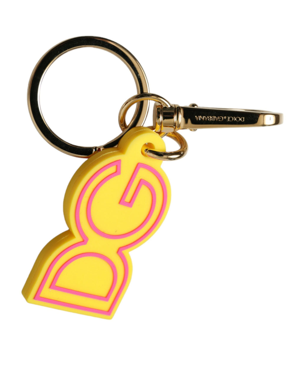 Porte-clés Dolce & Gabbana en caoutchouc jaune avec logo DG en métal doré