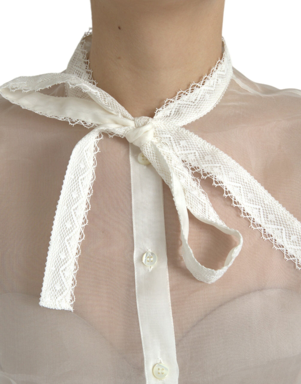 Dolce & Gabbana White Long Sleeve T-Shirt for Women detail view
