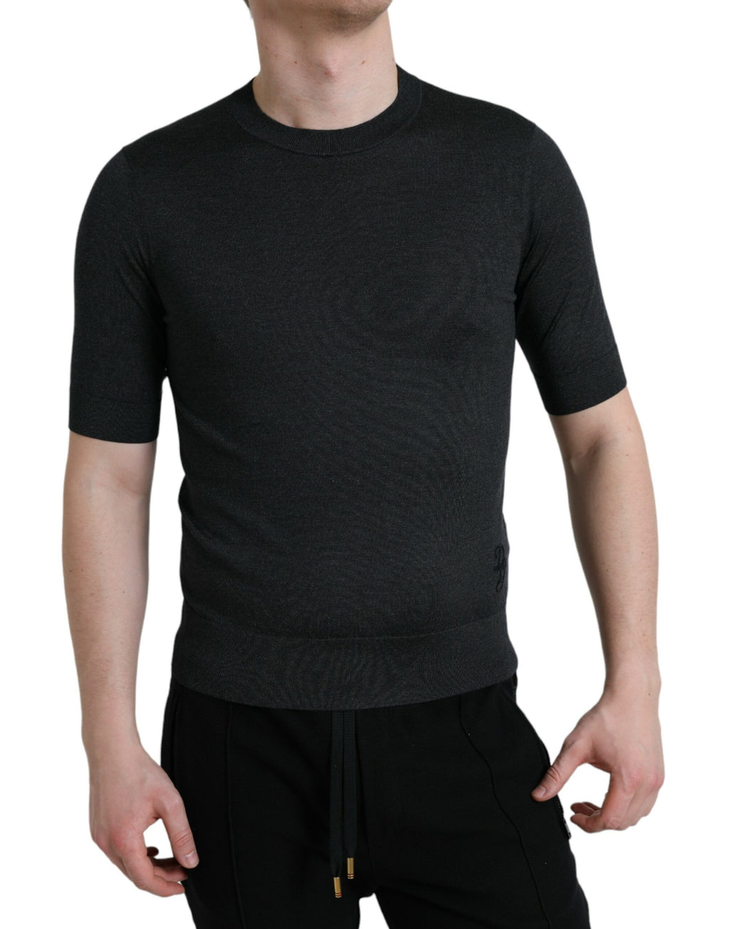 T-shirt Dolce & Gabbana gris foncé à col rond et manches courtes