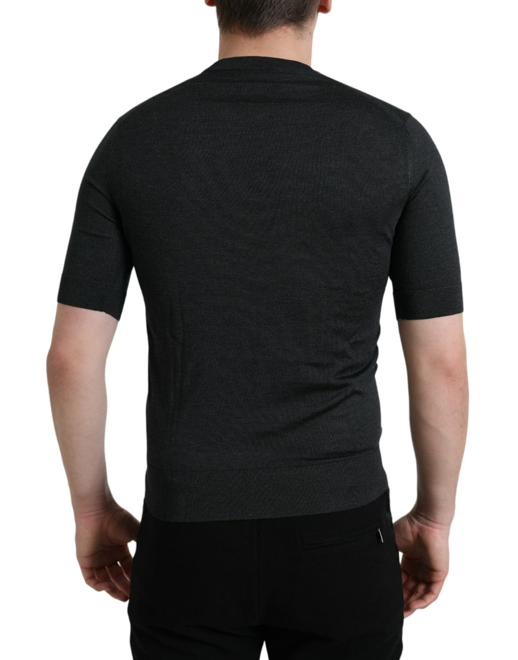 T-shirt Dolce & Gabbana gris foncé à col rond et manches courtes