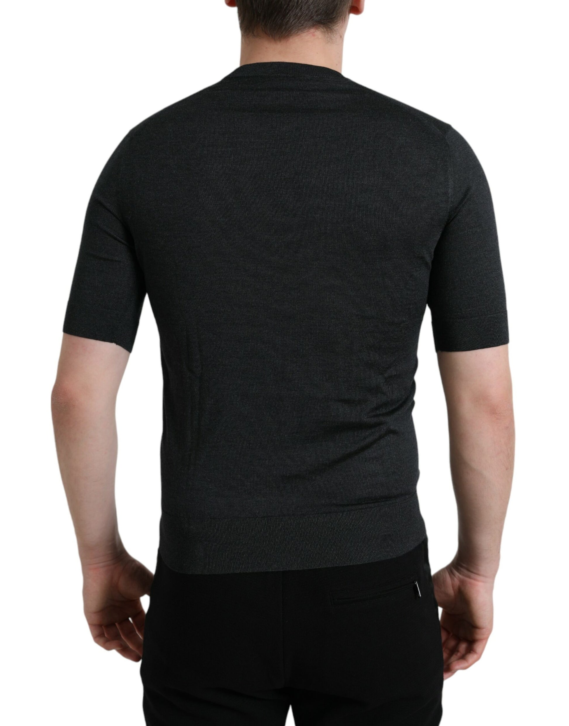 T-shirt Dolce & Gabbana gris foncé à col rond et manches courtes