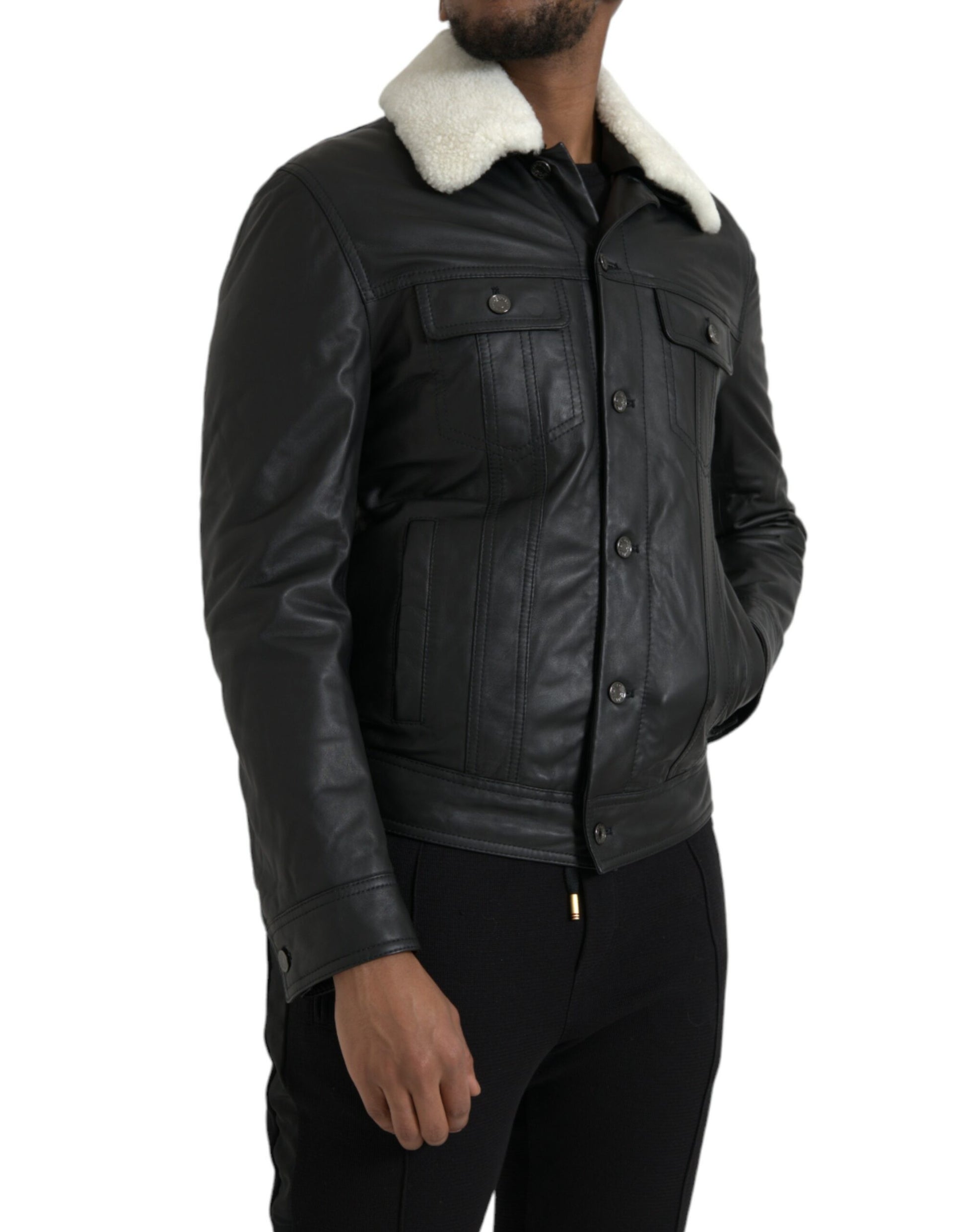 Dolce & Gabbana Black Biker Jackets for Men